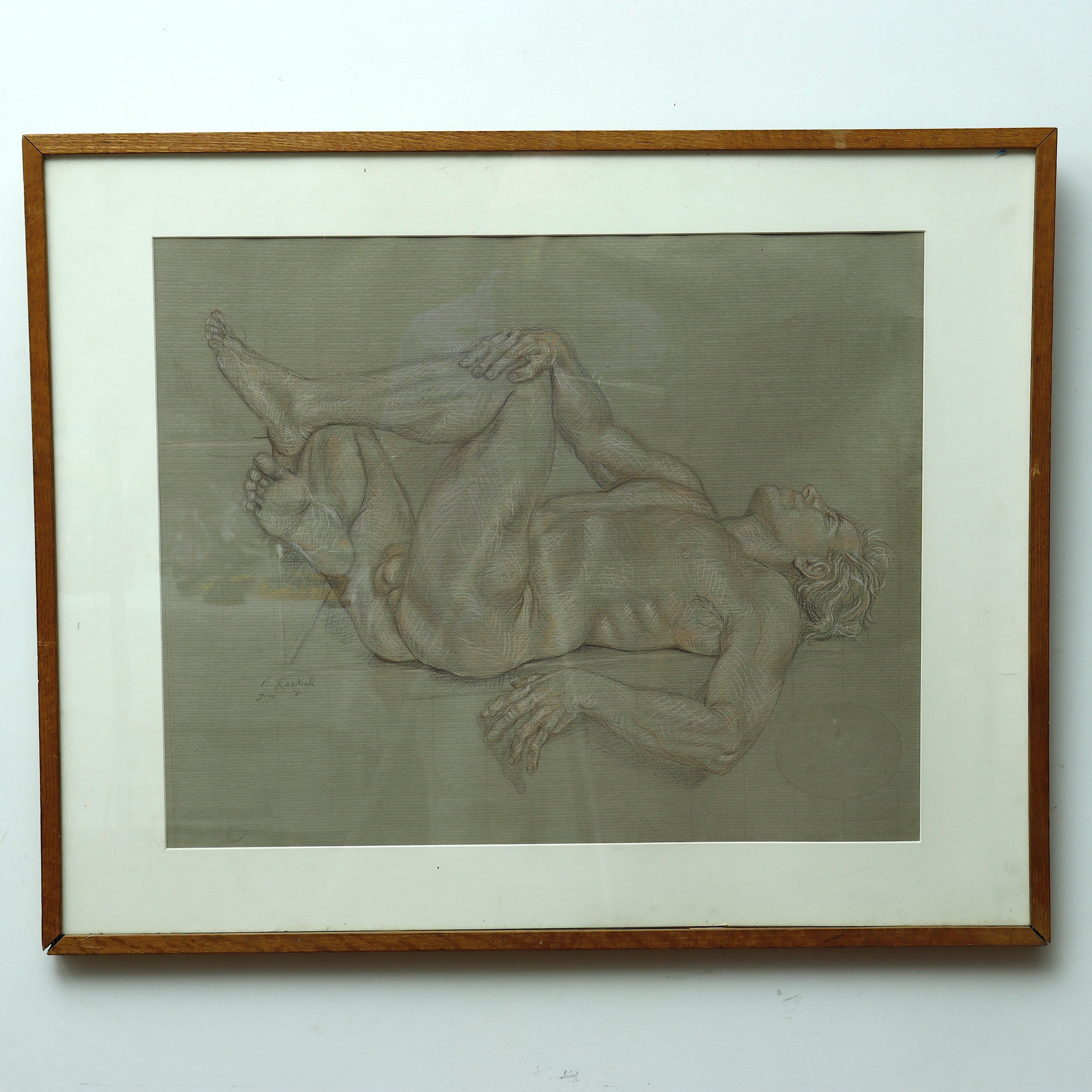 AW5-011: Phylis Raskind Male Nude Crayon On Paper