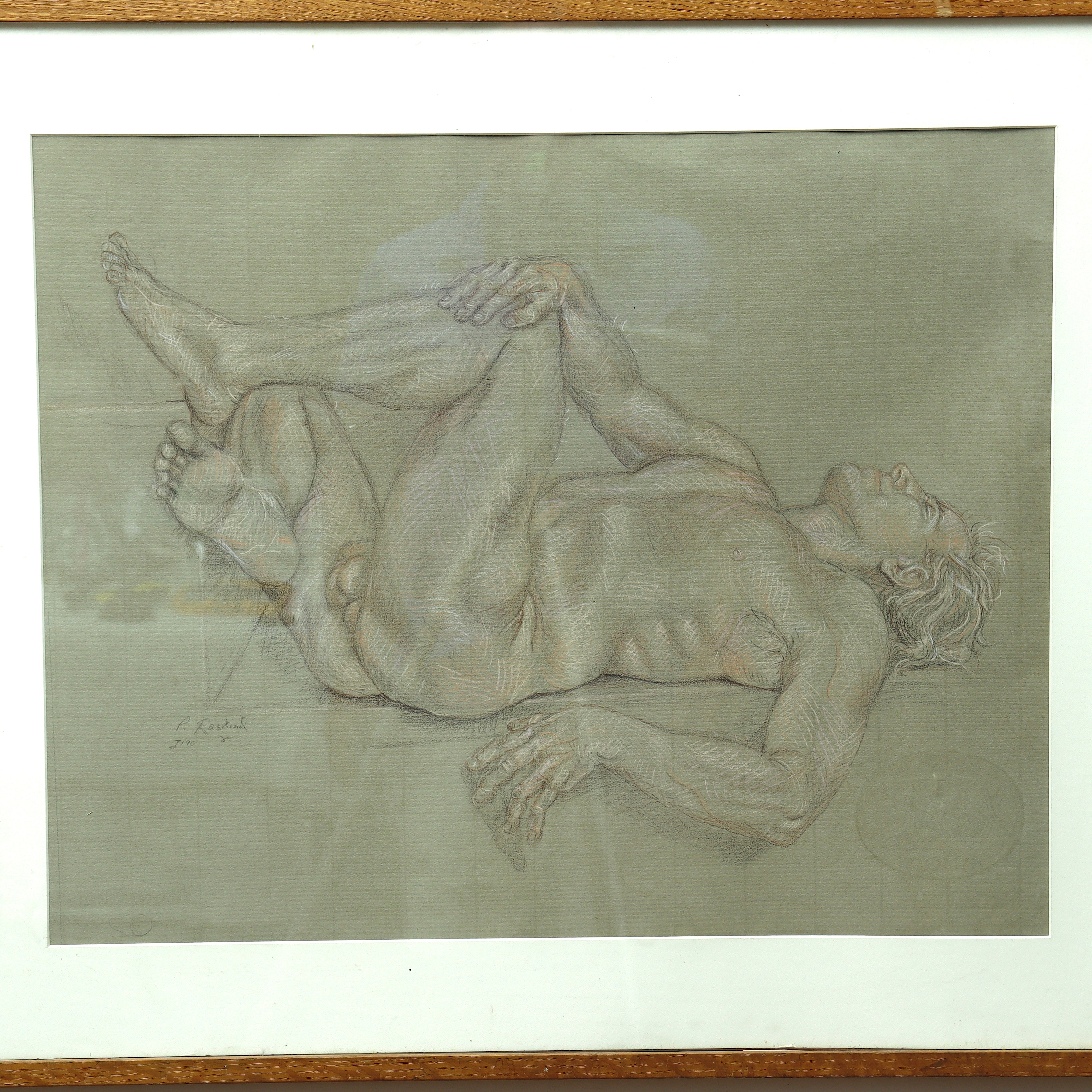 AW5-011: Phylis Raskind Male Nude Crayon On Paper