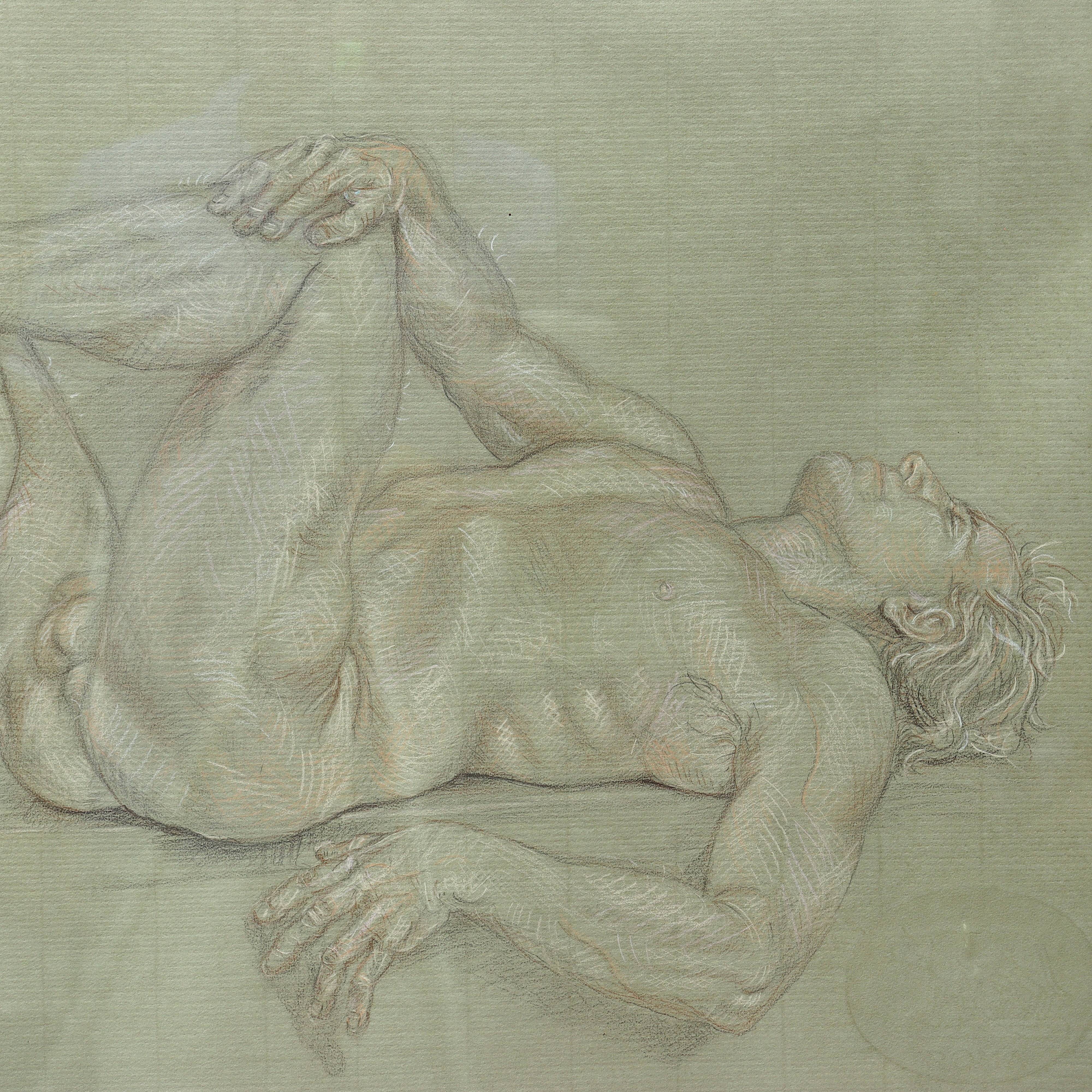 AW5-011: Phylis Raskind Male Nude Crayon On Paper