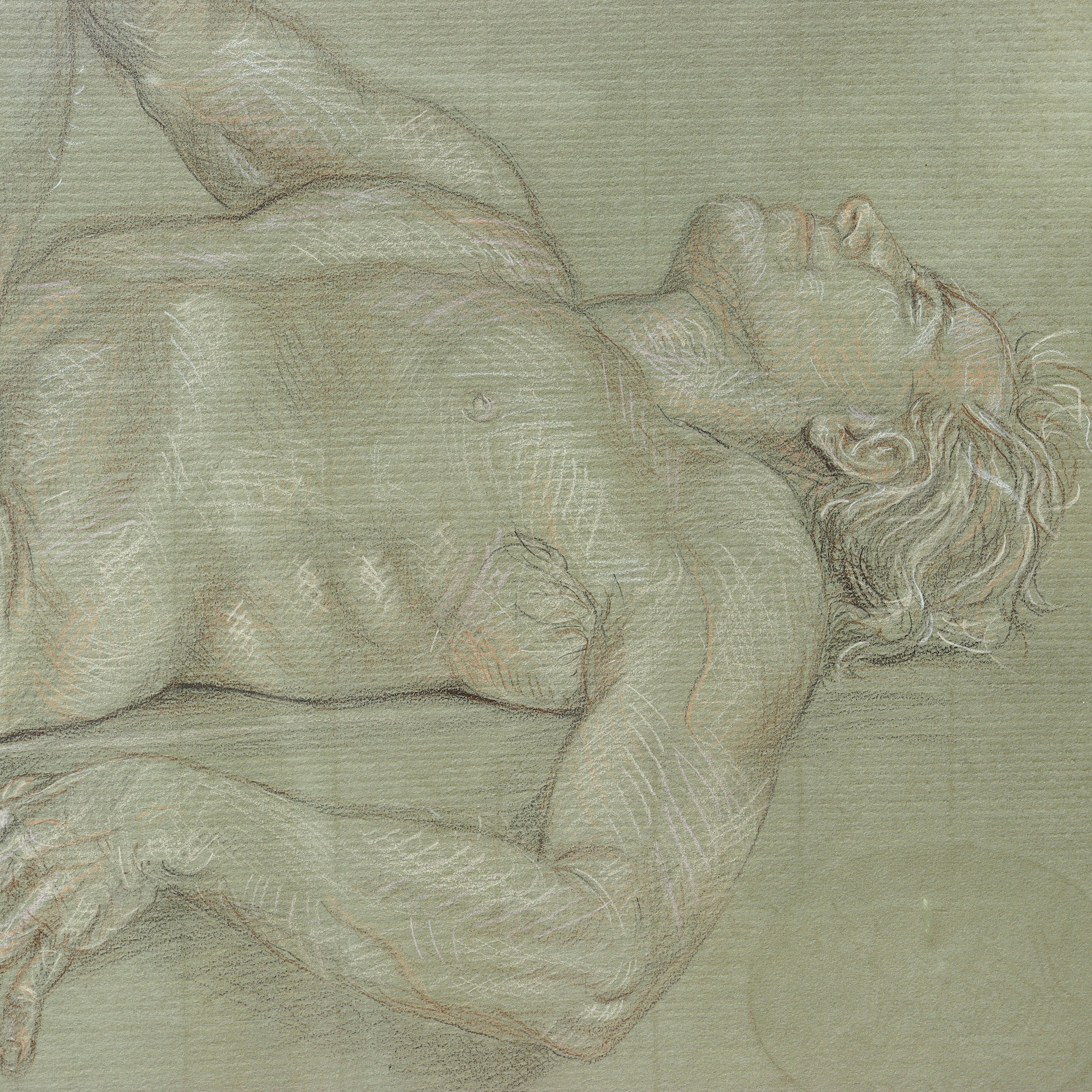 AW5-011: Phylis Raskind Male Nude Crayon On Paper