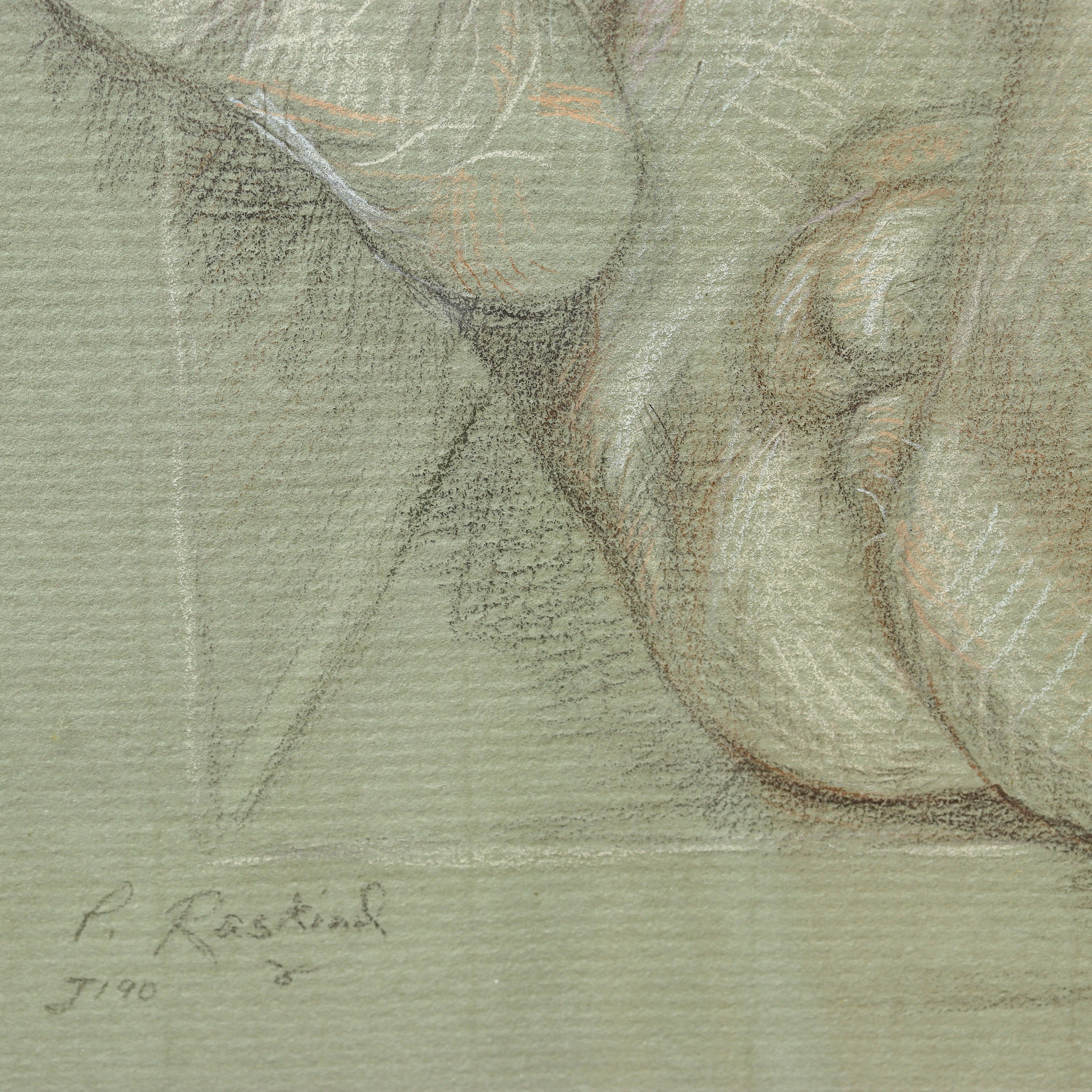 AW5-011: Phylis Raskind Male Nude Crayon On Paper