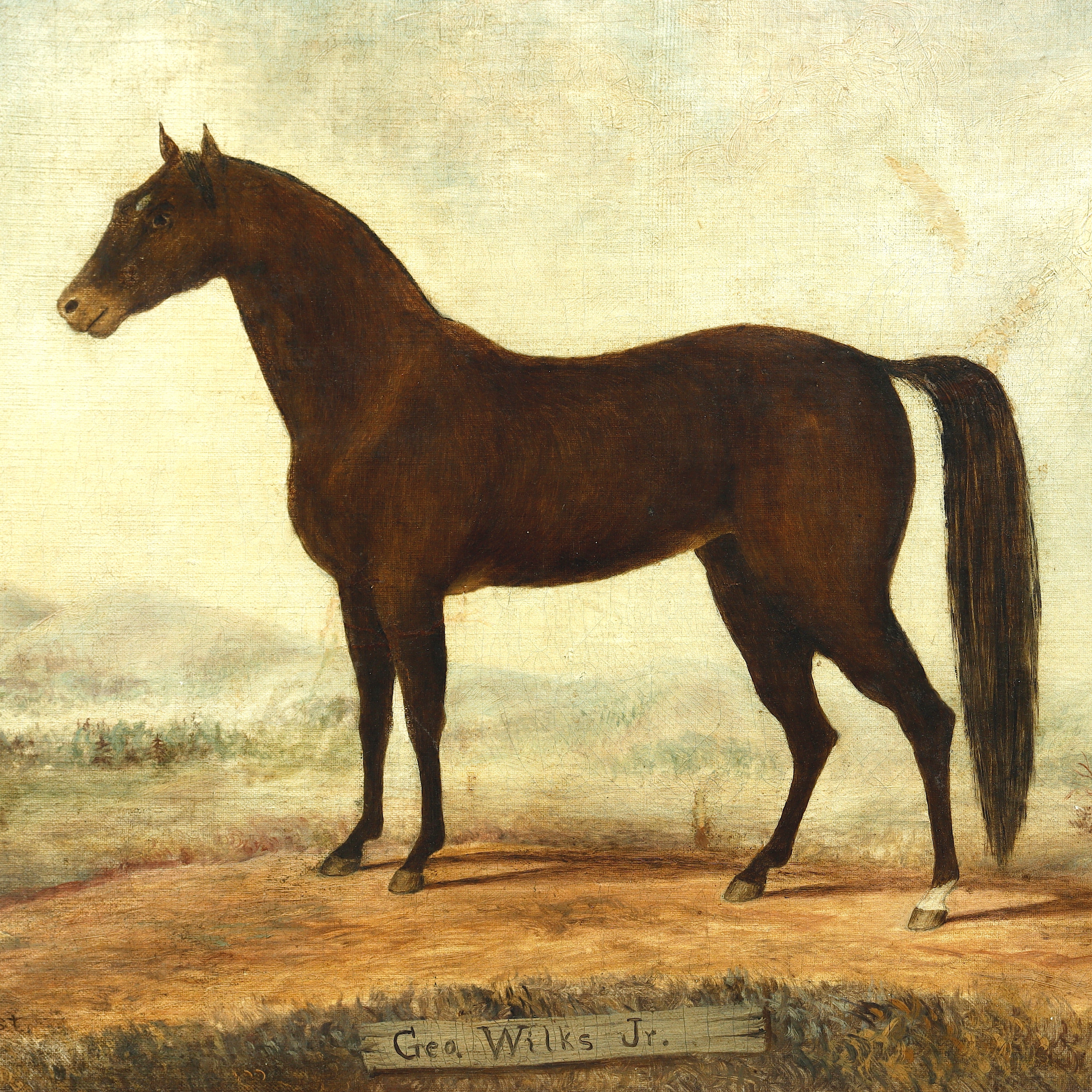 AW143: S E Paine Portrait of Horse Titled Geo. Wilks Jr Early 19th Century