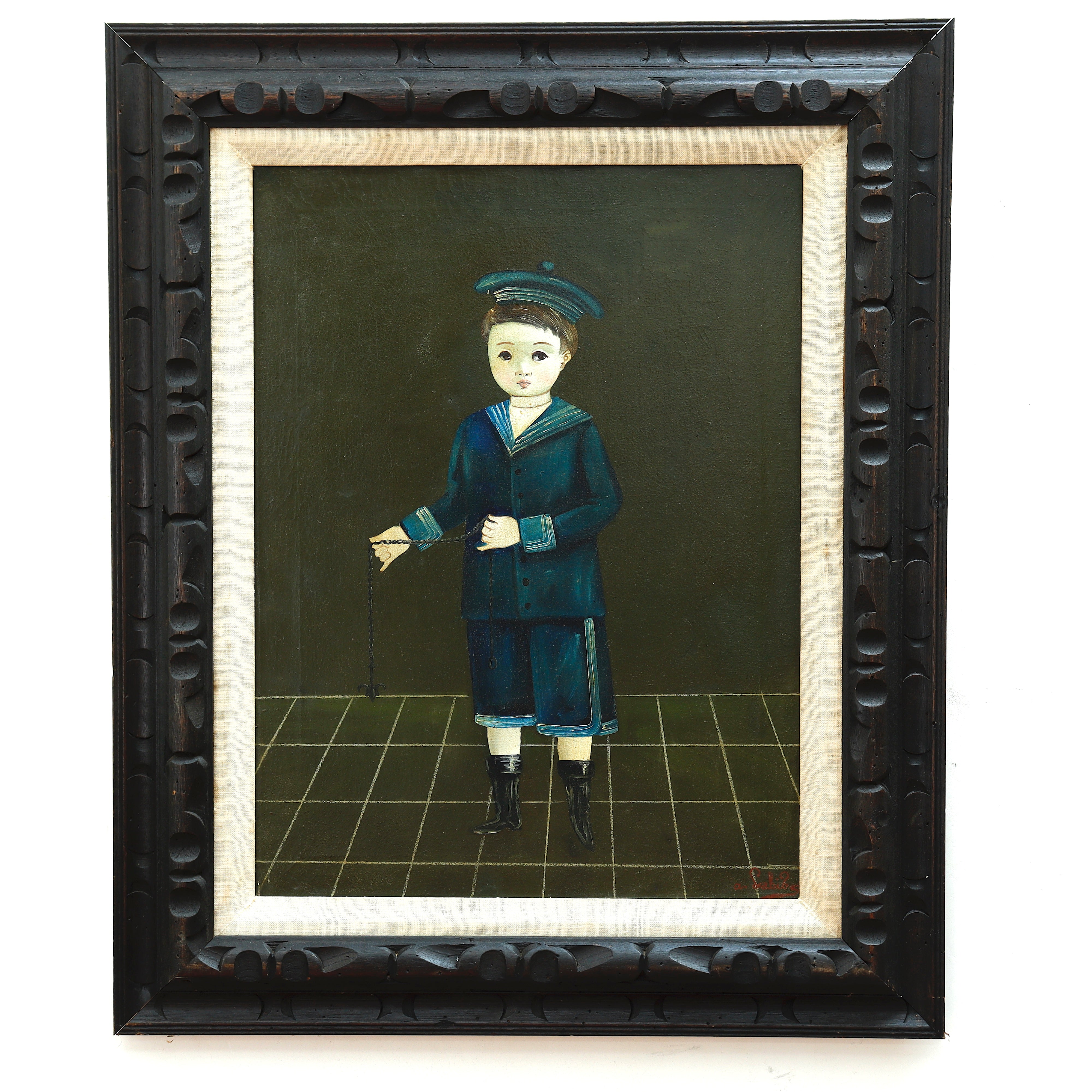 Agapito Labios Mexican Folk Art Painting of Boy in Sailer Costume | Work of Man