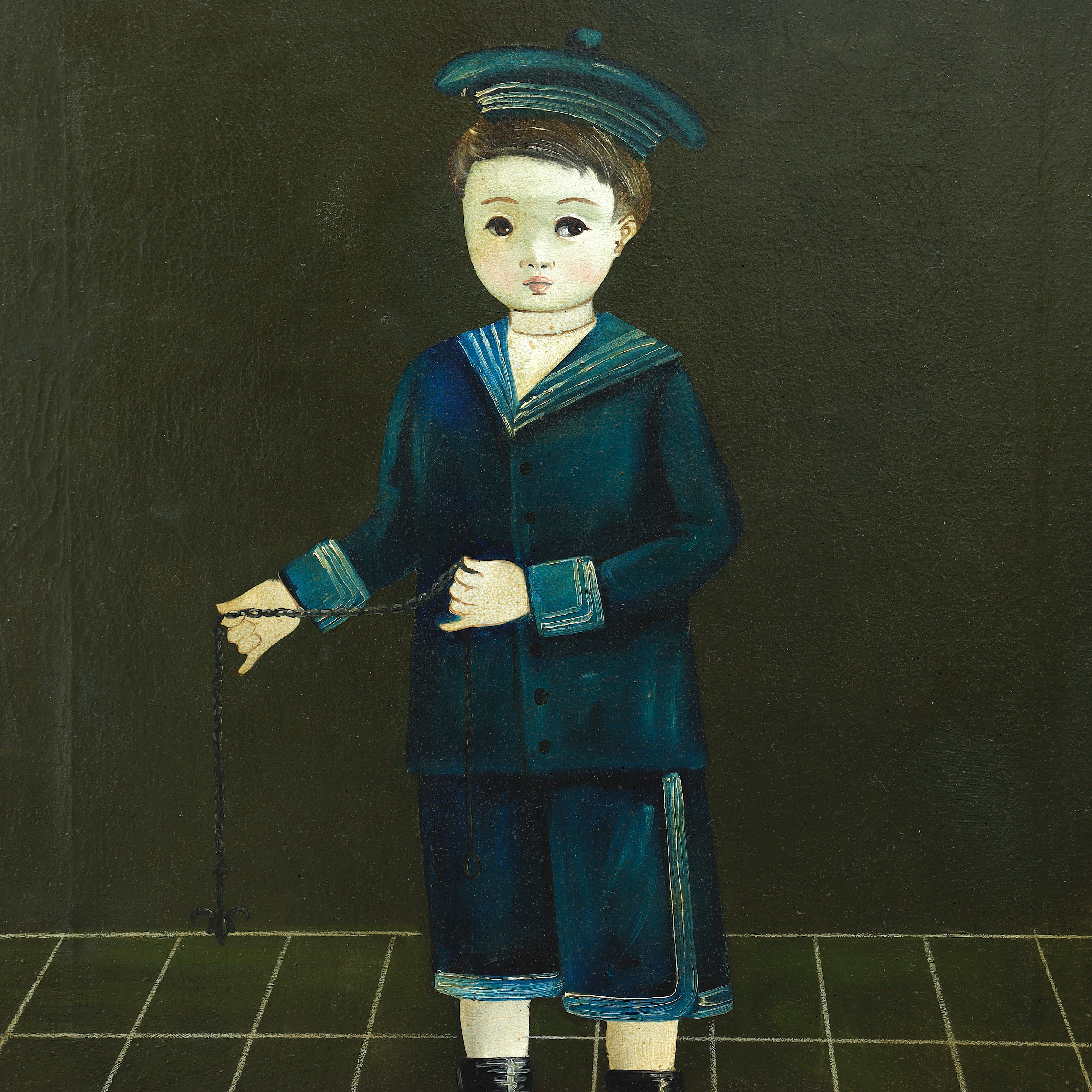 AW165: Agapito Labios Mexican Folk Art Painting of Boy in Sailor Costume