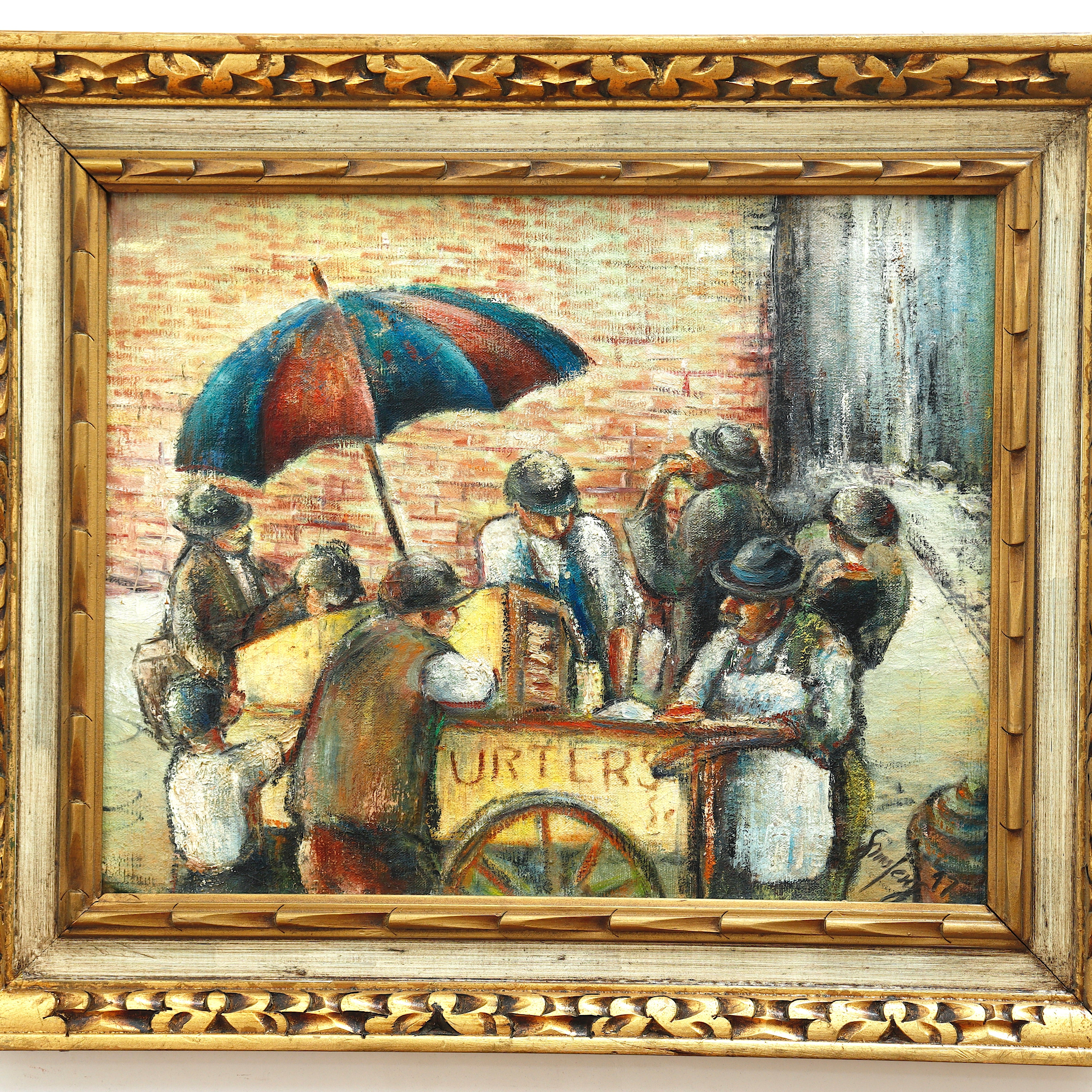 AW171: Ashcan School City Merchant Frankfurter Street Vendor Early 20th Century