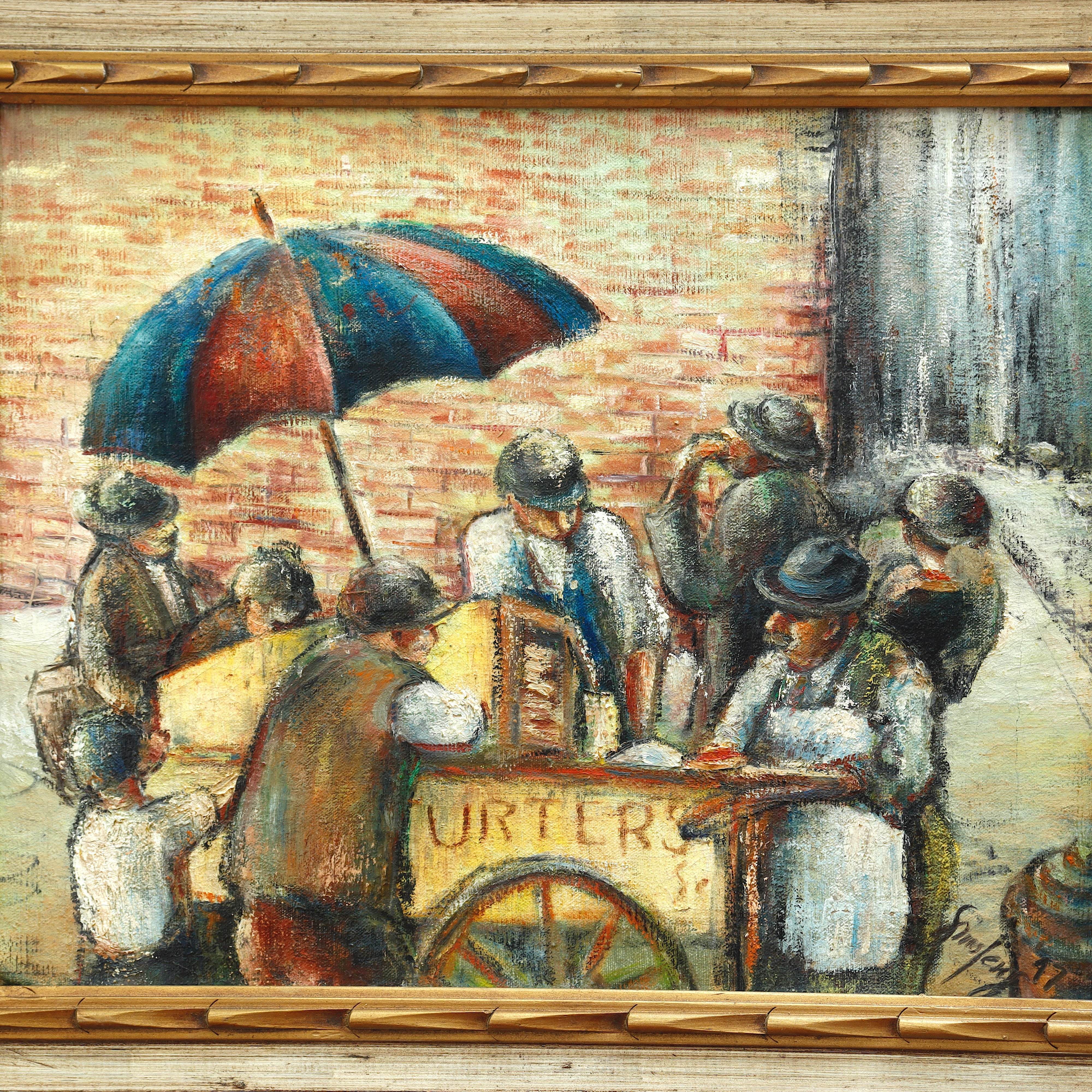 AW171: Ashcan School City Merchant Frankfurter Street Vendor Early 20th Century