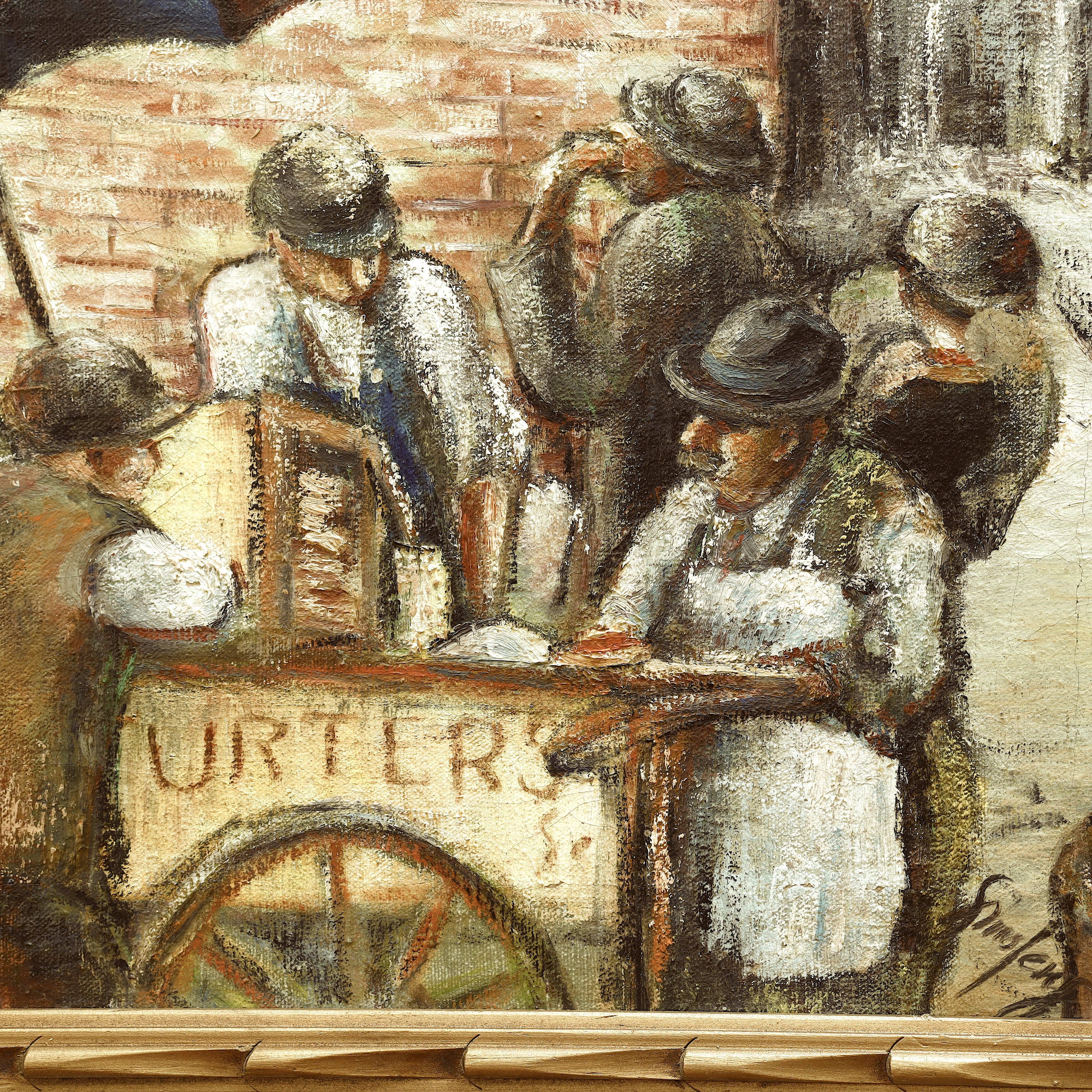 AW171: Ashcan School City Merchant Frankfurter Street Vendor Early 20th Century