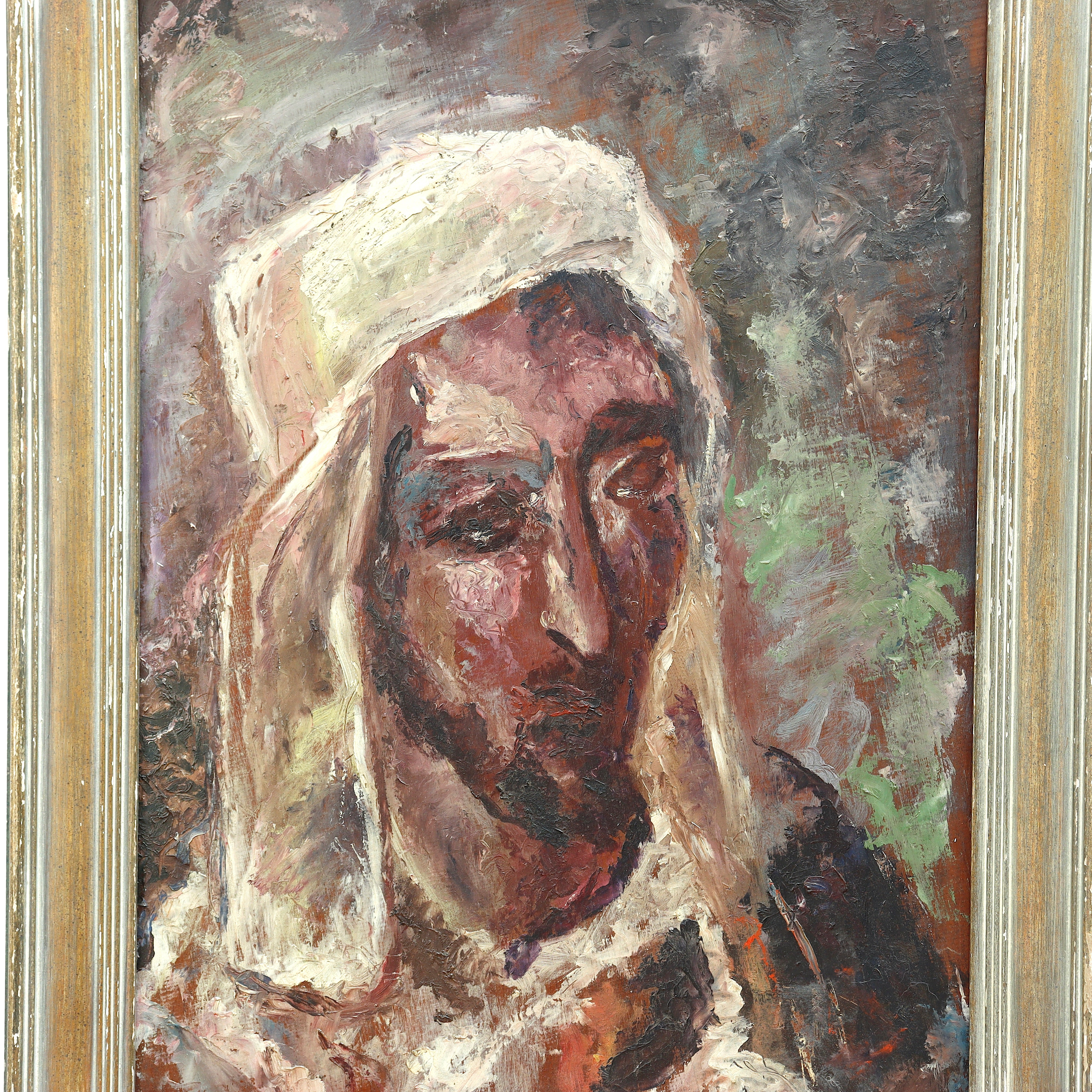 AW573: Expressionist Portrait of a North African Man European School  Oil on Mahogany Board