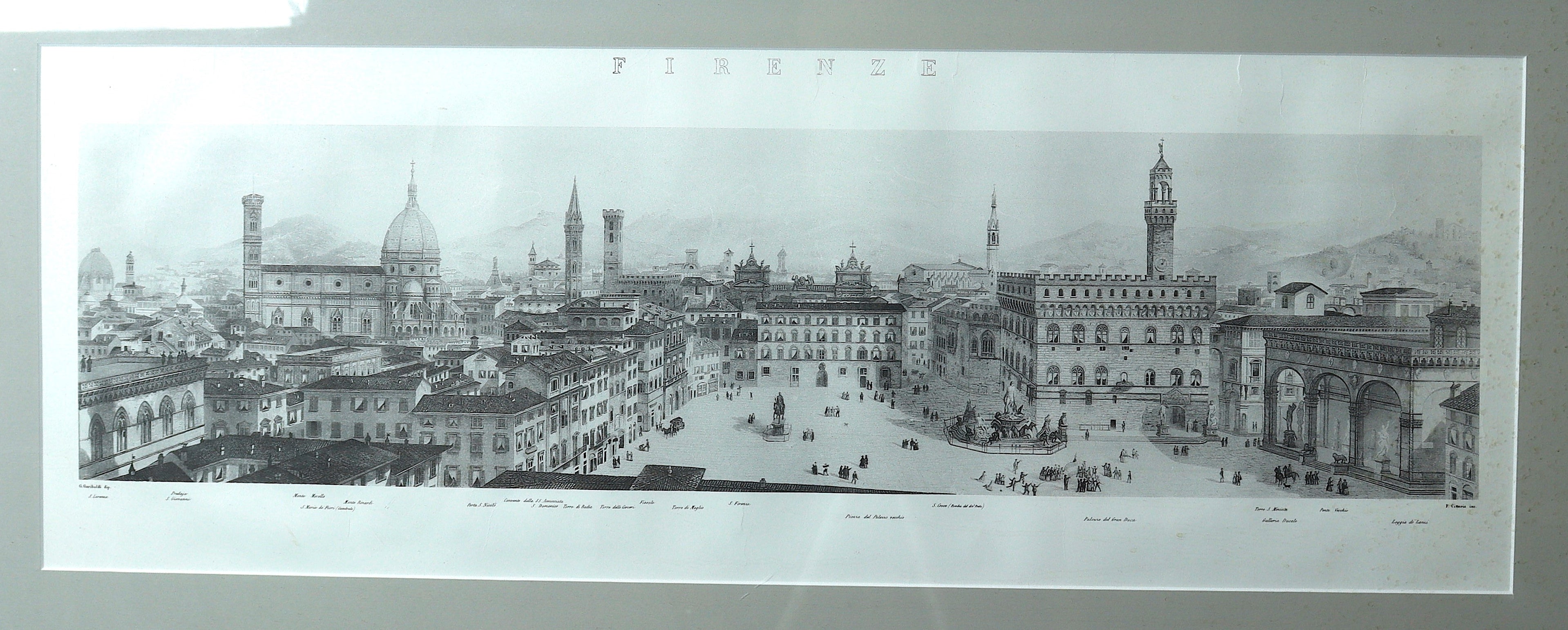 AW8-038: Gariboldi Gaetano Lithograph View of 1850's Florence Later Printing