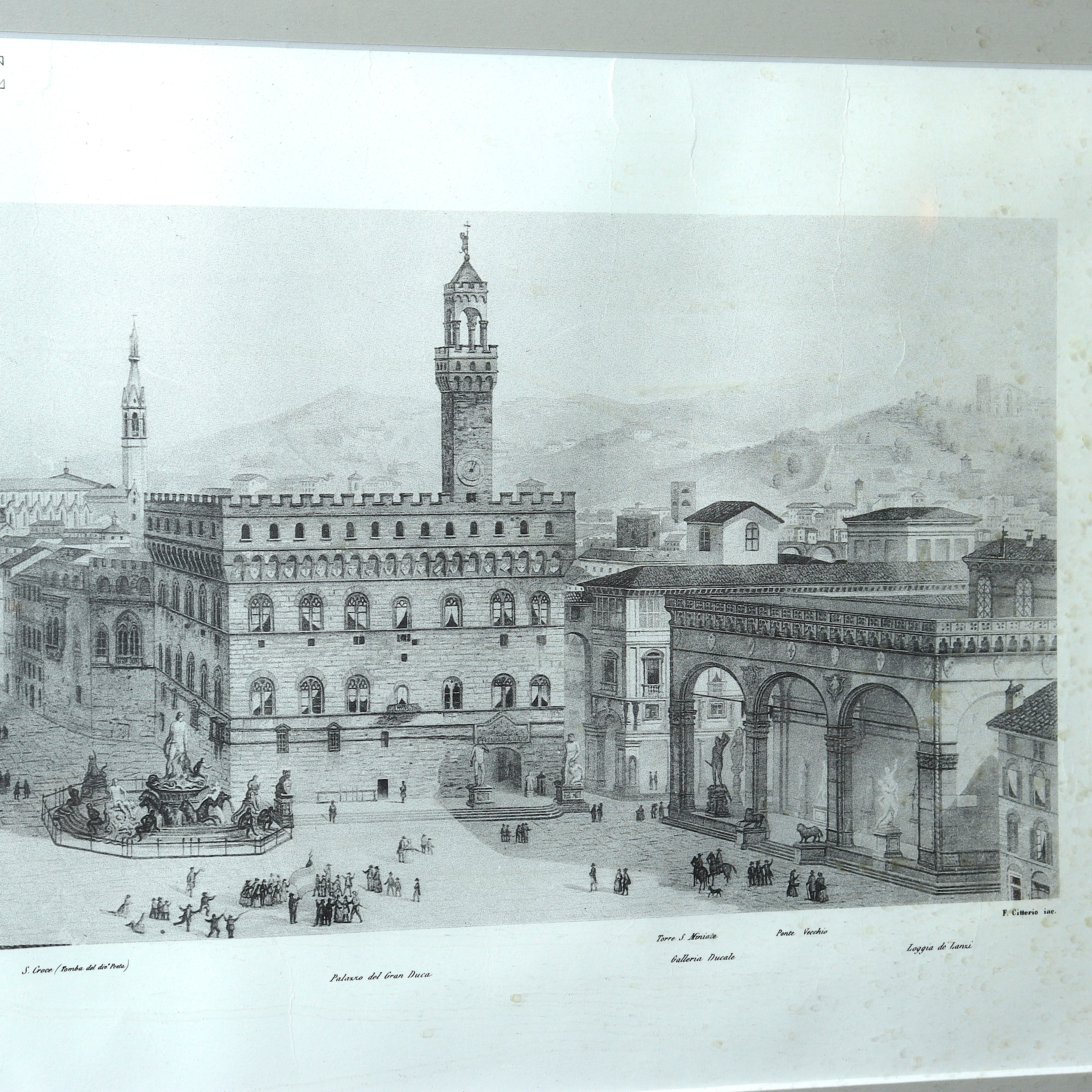 AW8-038: Gariboldi Gaetano Lithograph View of 1850's Florence Later Printing