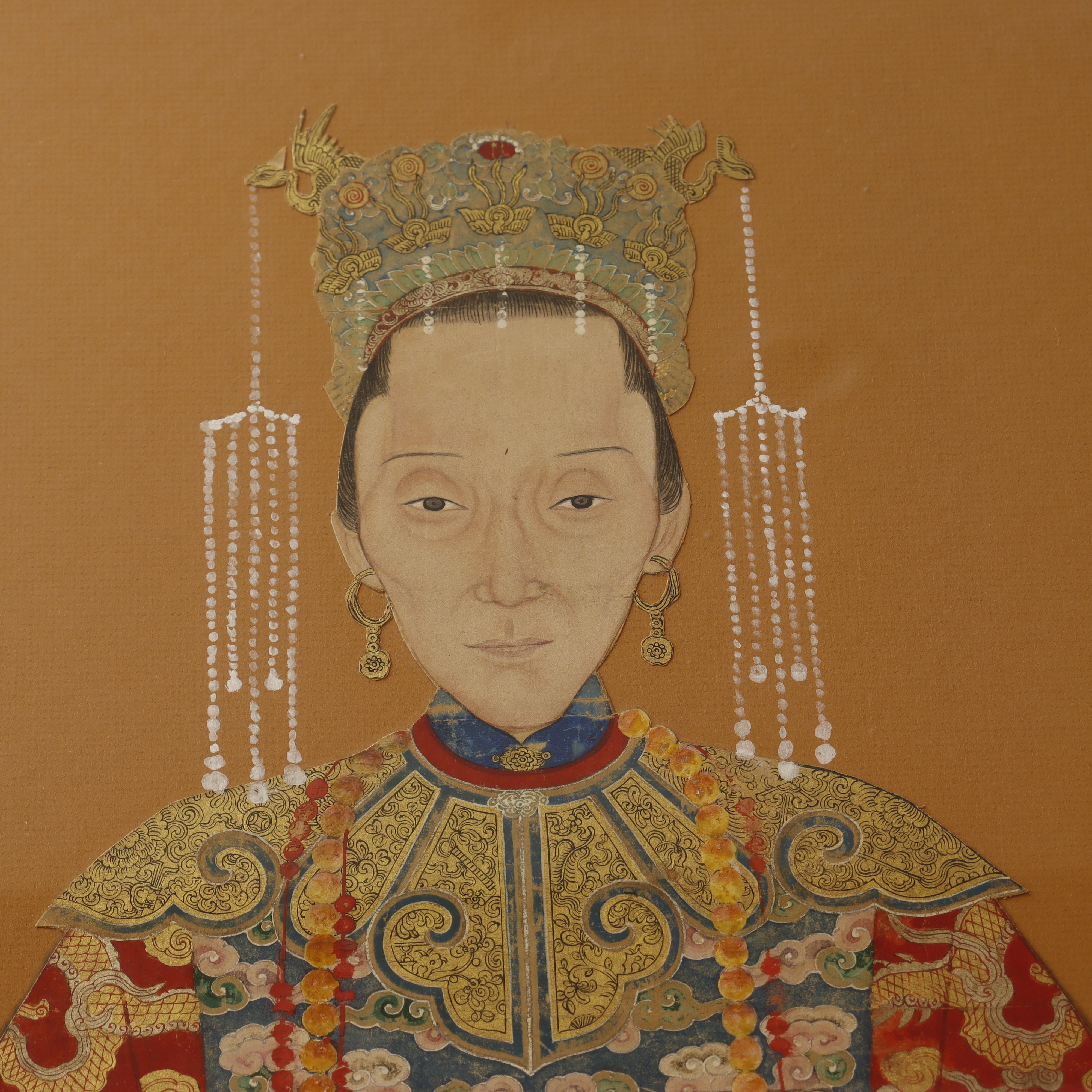 AW6-010: PAIR OF MID 19TH CENTURY CHINESE ANCESTRAL PORTRAITS PEN & INK