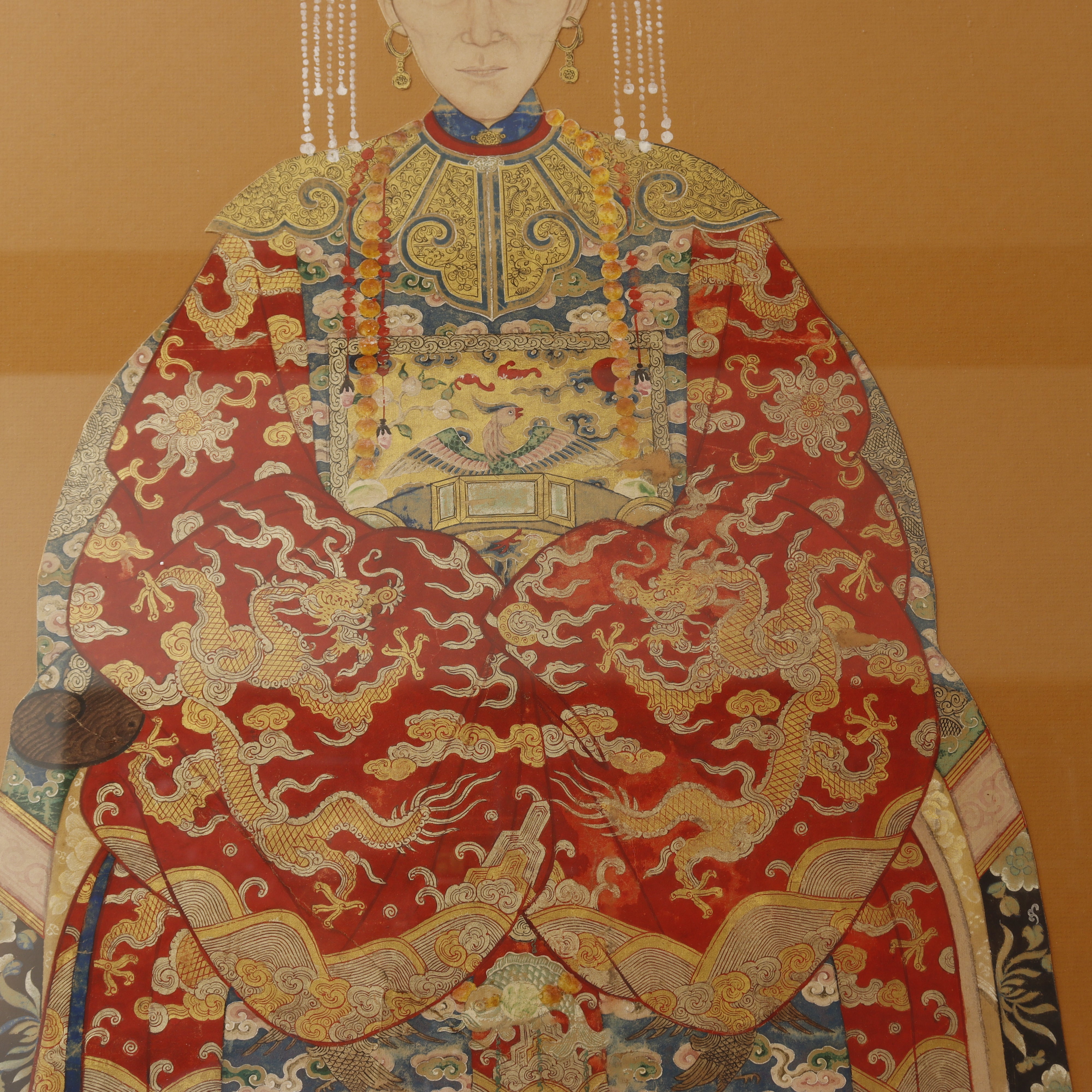 AW6-010: PAIR OF MID 19TH CENTURY CHINESE ANCESTRAL PORTRAITS PEN & INK