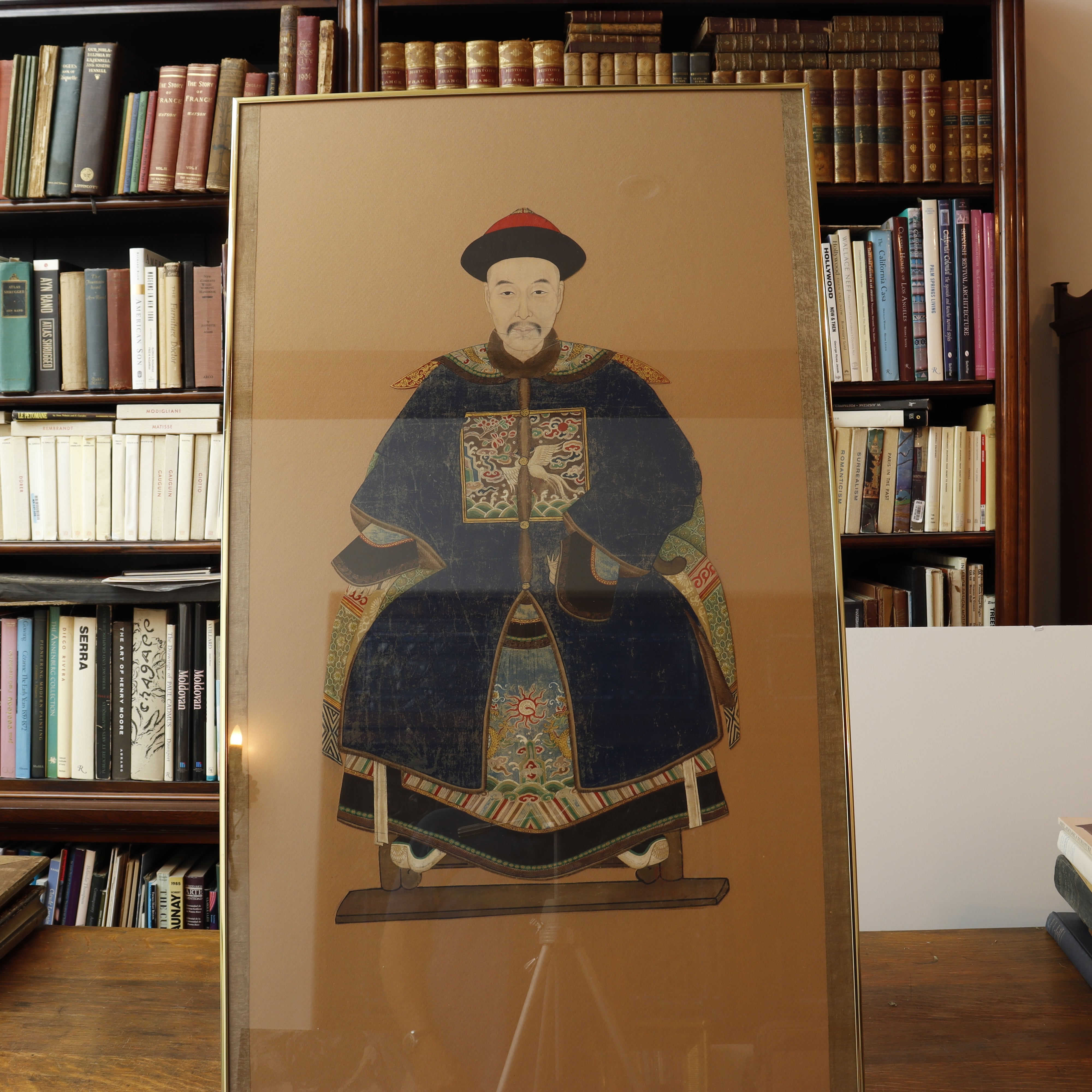 AW6-010: PAIR OF MID 19TH CENTURY CHINESE ANCESTRAL PORTRAITS PEN & INK