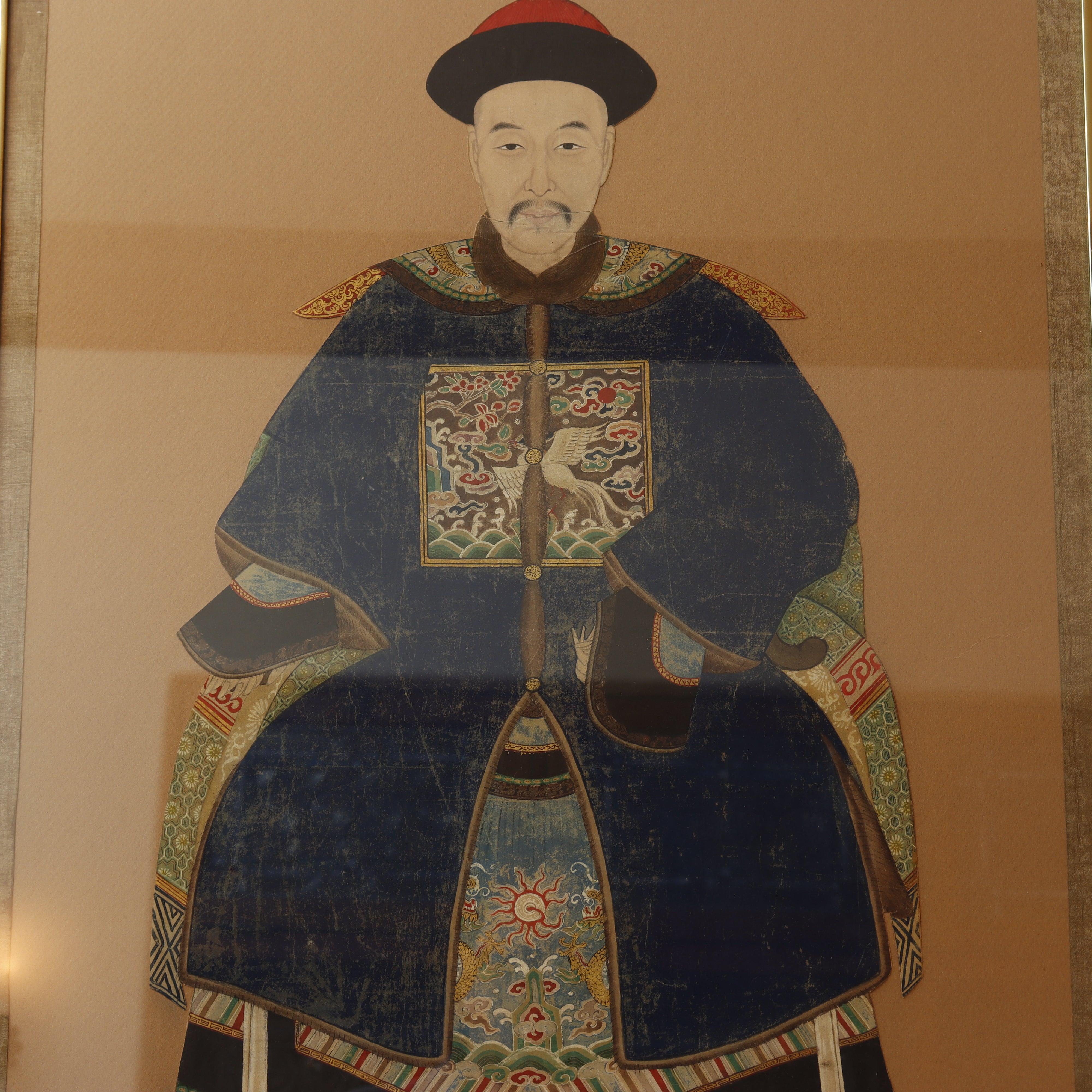 AW6-010: PAIR OF MID 19TH CENTURY CHINESE ANCESTRAL PORTRAITS PEN & INK