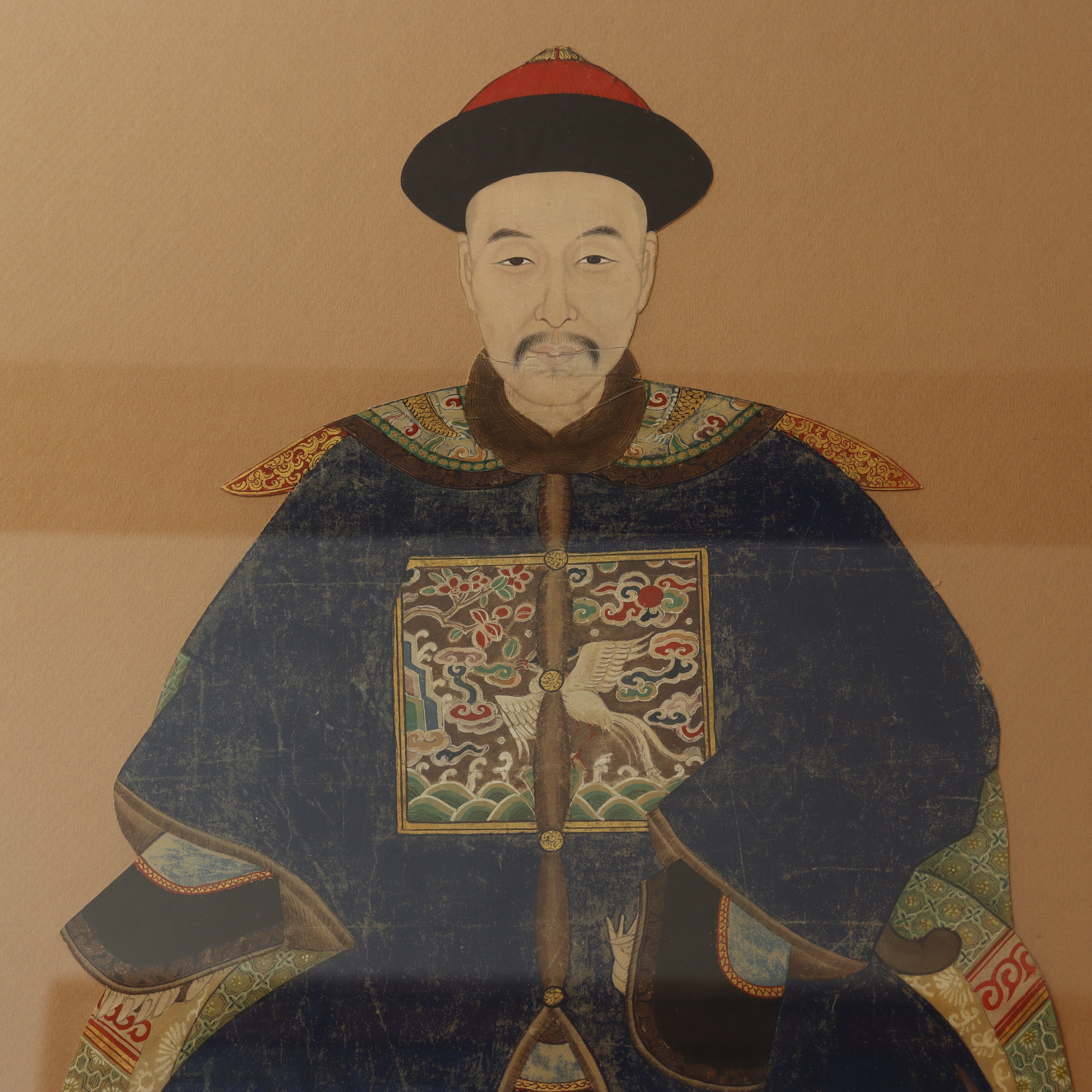 AW6-010: PAIR OF MID 19TH CENTURY CHINESE ANCESTRAL PORTRAITS PEN & INK