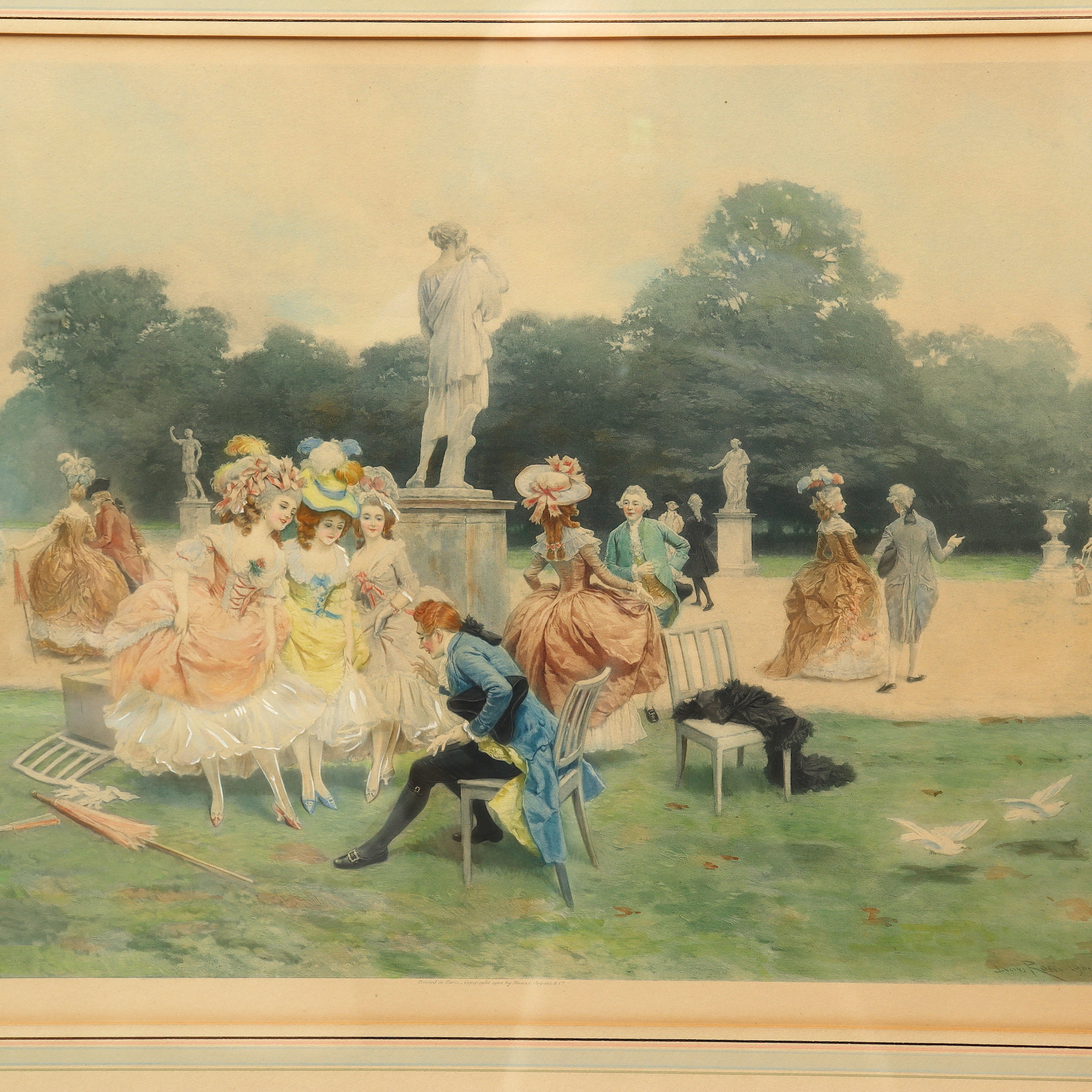 AW8-080: Lucius Rossi Complimentary Pair Antique Lithographs Printed by Manzi Joyant