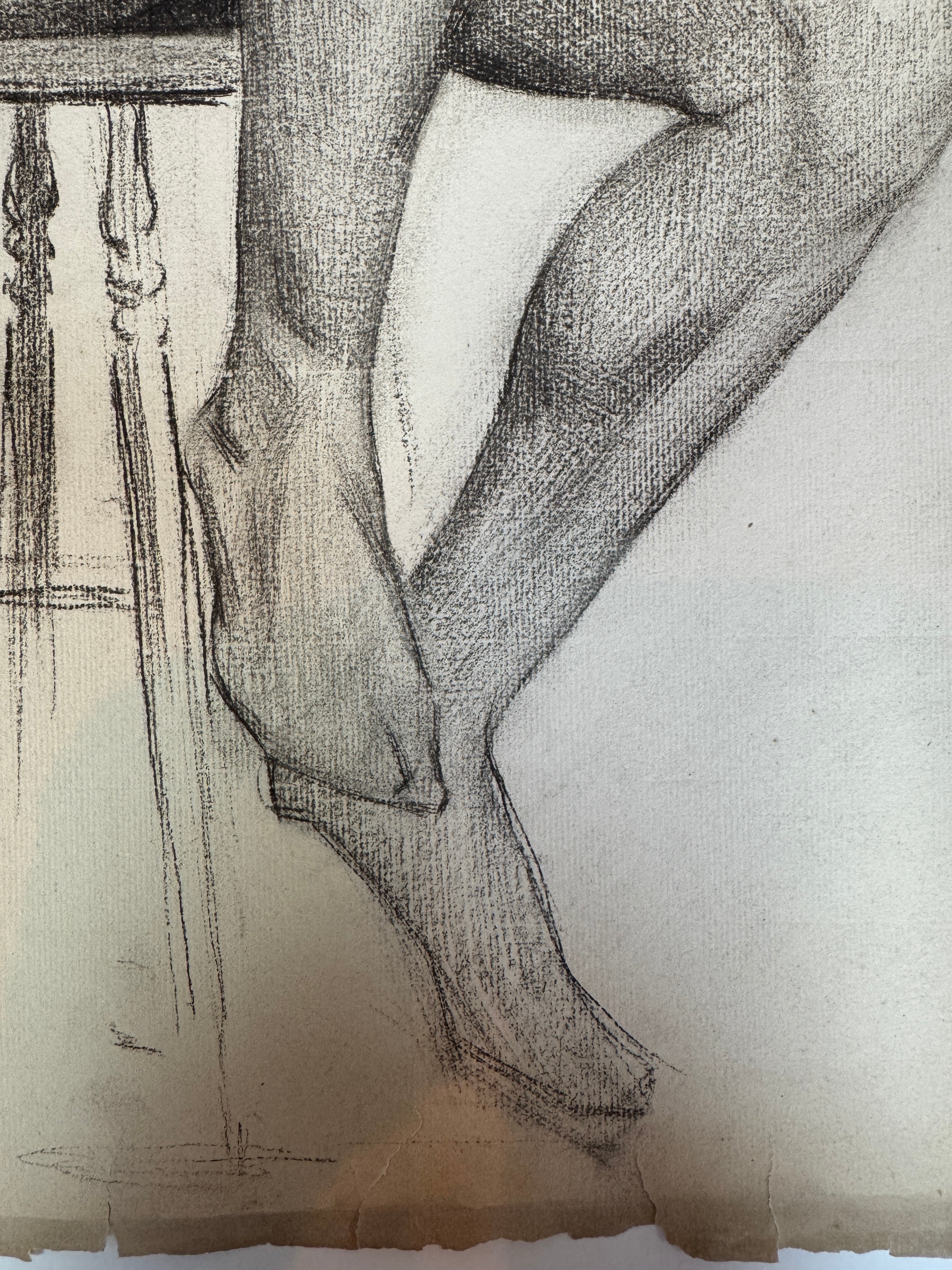 AW6-001: Egbert Cadmus Studio Drawing of a Seated Male - Pencil & Charcoal