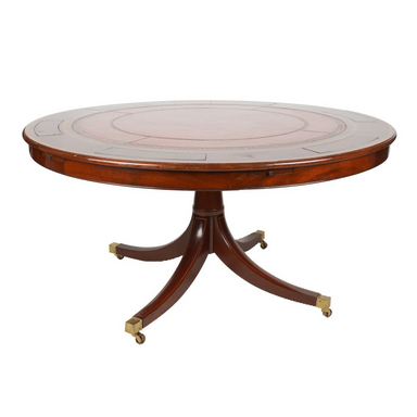 Vintage English Regency Mahogany Leather Top Poker Table | Work of Man