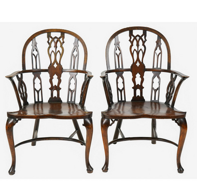 Frederick Parker & Sons English Oak Sack Back Windsor Chairs | Work of Man