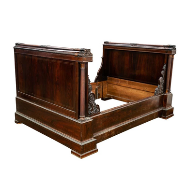 Alexandre Maigret Antique French Directoire Carved Rosewood Bed Early 19th Century | Work of Man
