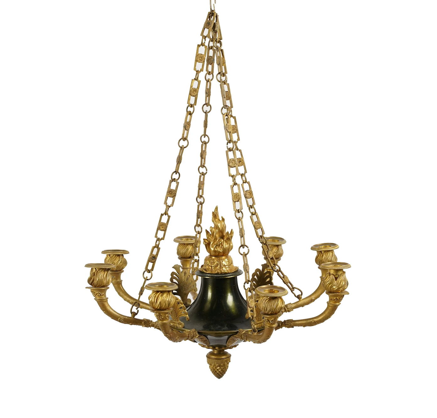 Antique Early19th Century French Empire Style Gilt Metal Eight Light Chandelier | Work of Man