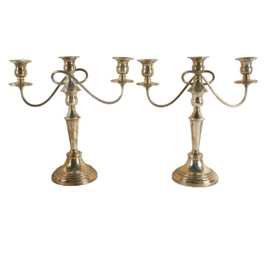 PAIR ENGLISH SILVER PLATE CANDLEABRA | Work of Man