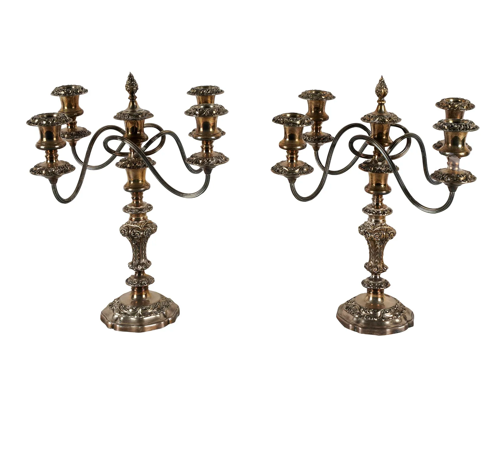 DPAIR SHEFFIELD SILVER PLATE CANDELABRA | Work of Man
