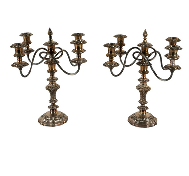 DPAIR SHEFFIELD SILVER PLATE CANDELABRA | Work of Man