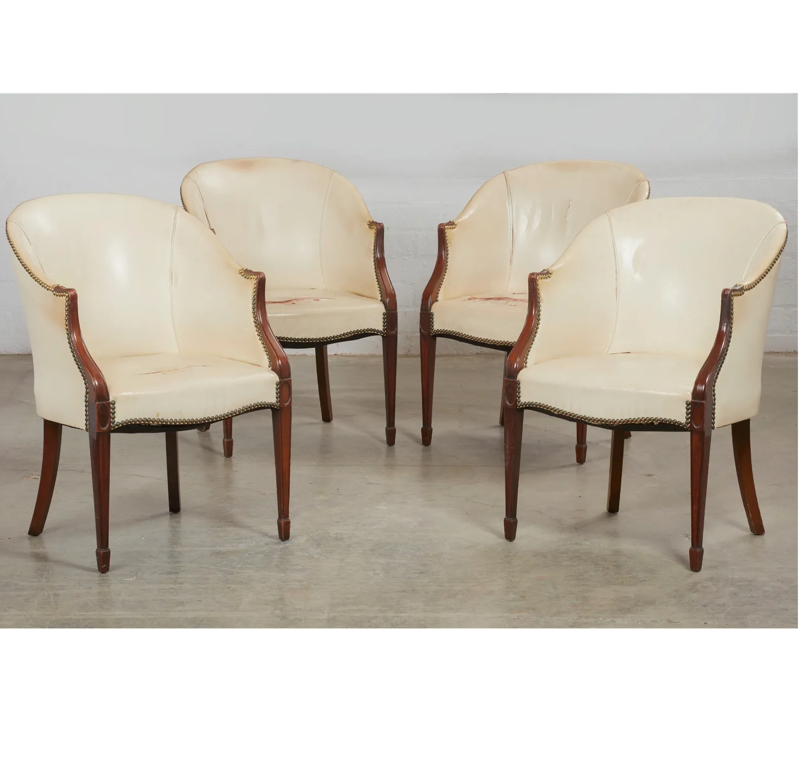 AF2-303: Antique Pair of Early 20th C Mahogany Hepplewhite Bergeres