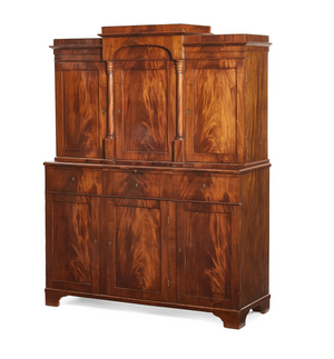 AF3-002: ANTIQUE EARLY 19th C NORTHERN GERMAN BIEDERMEIER FLAME MAHOGANY CABINET