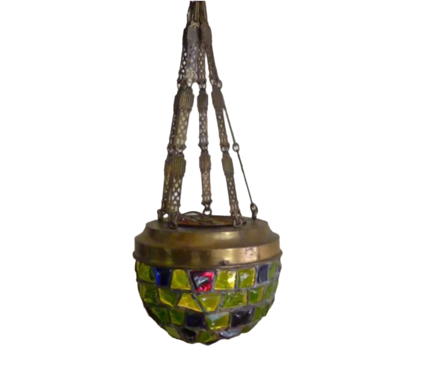 Early 20th C Art Nouveau / Arts & Crafts Chunk Glass Pendant Light | Work of Man