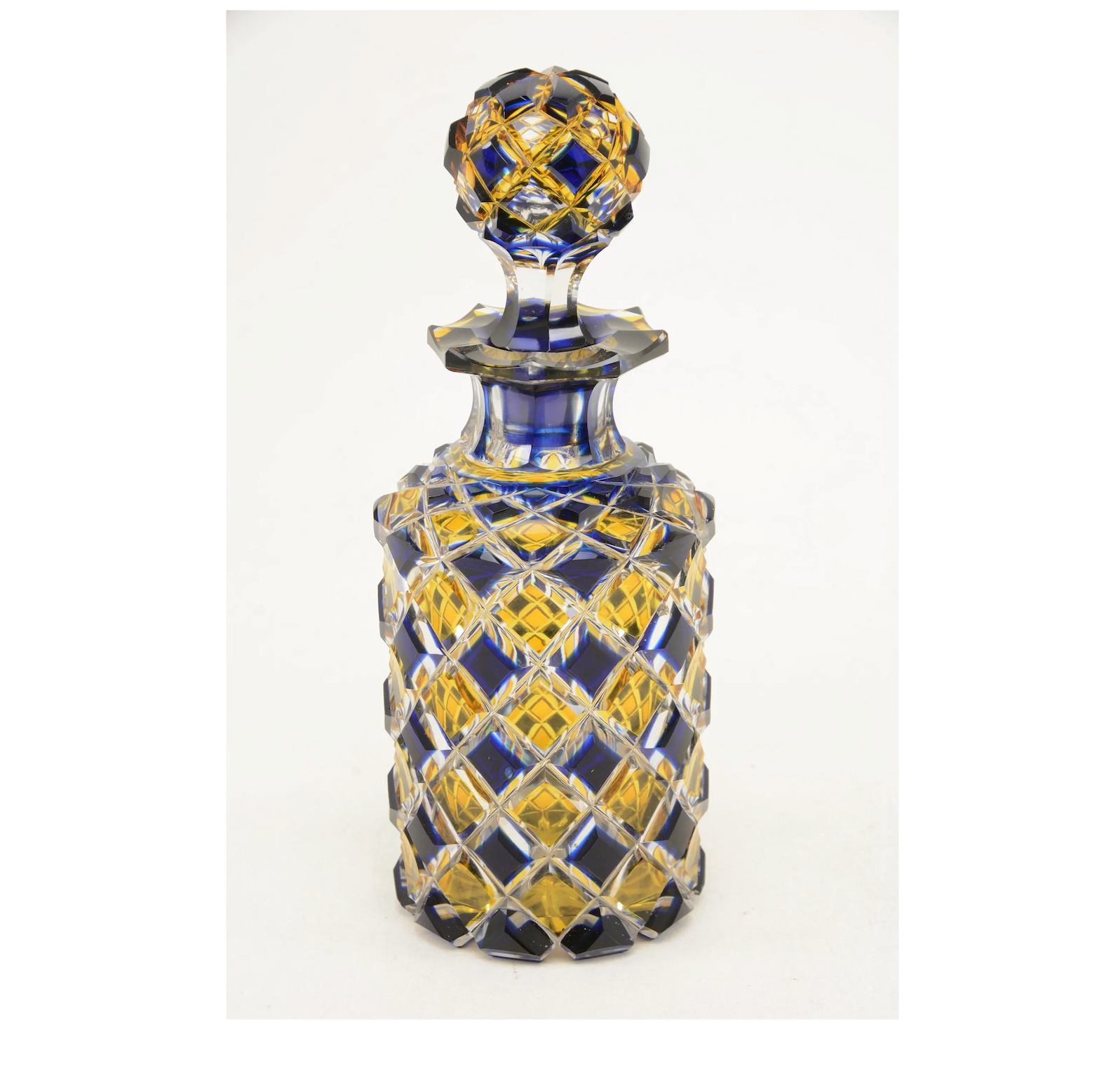 Antique  Bohemian Cut Lead Crystal Bottle W/ Stopper | Work of Man