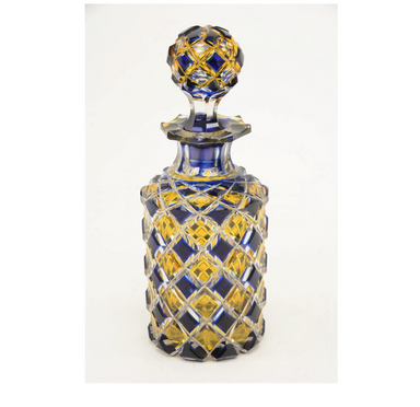 Antique  Bohemian Cut Lead Crystal Bottle W/ Stopper | Work of Man