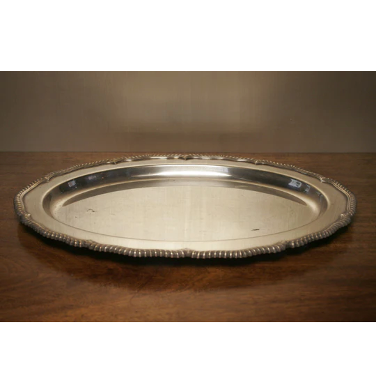 Antique Silver Tray with Gadroon Edge | Work of Man