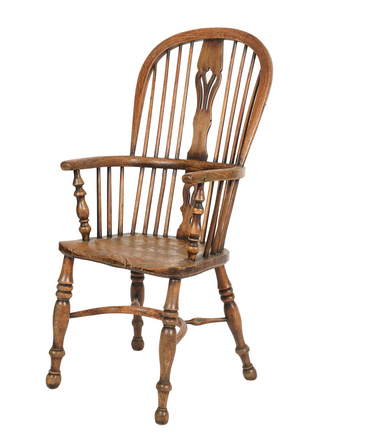 Antique Early - Mid 19th Century Pine American Sack Back Windsor Armchair | Work of Man