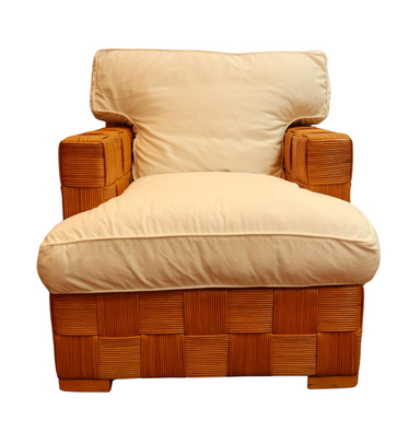 Vintage John Hutton for Donghia Block Island Rattan Club Chairs | Work of Man