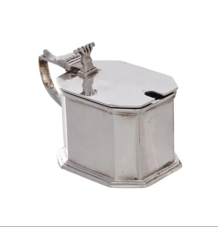 Antique English JB Chatterley Sterling Mustard Jar | Work of Man