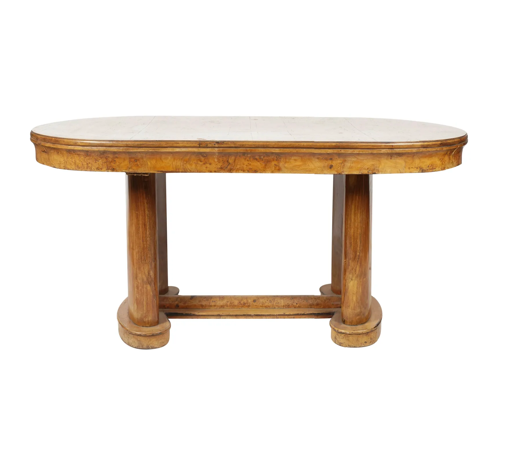 Antique Austrian Biedermeier Burled Walnut Library Table | Work of Man