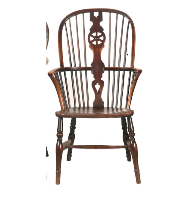 AF2-421: Antique Mid 19th Century American Windsor Sack Back Arm Chair