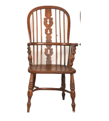 Antique Mid 19th Century American Sack Back Windsor Arm Chair | Work of Man