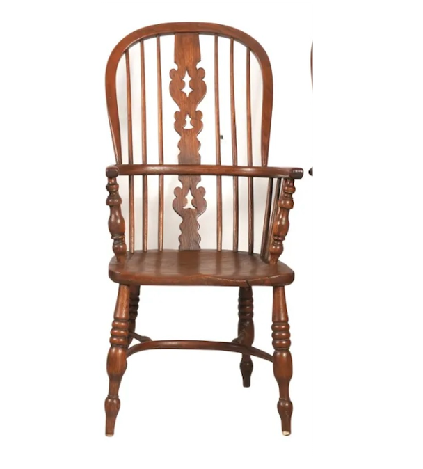 Antique Mid 19th Century American Sack Back Windsor Arm Chair | Work of Man