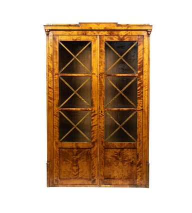 Antique Biedermeier Karelian Birch Display Cabinet | Work of Man
