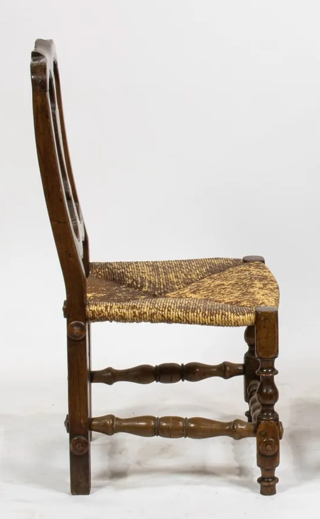 AF2-277: Antique Early 19th Century French Provincial Walnut Childs Chair With Rush Seat
