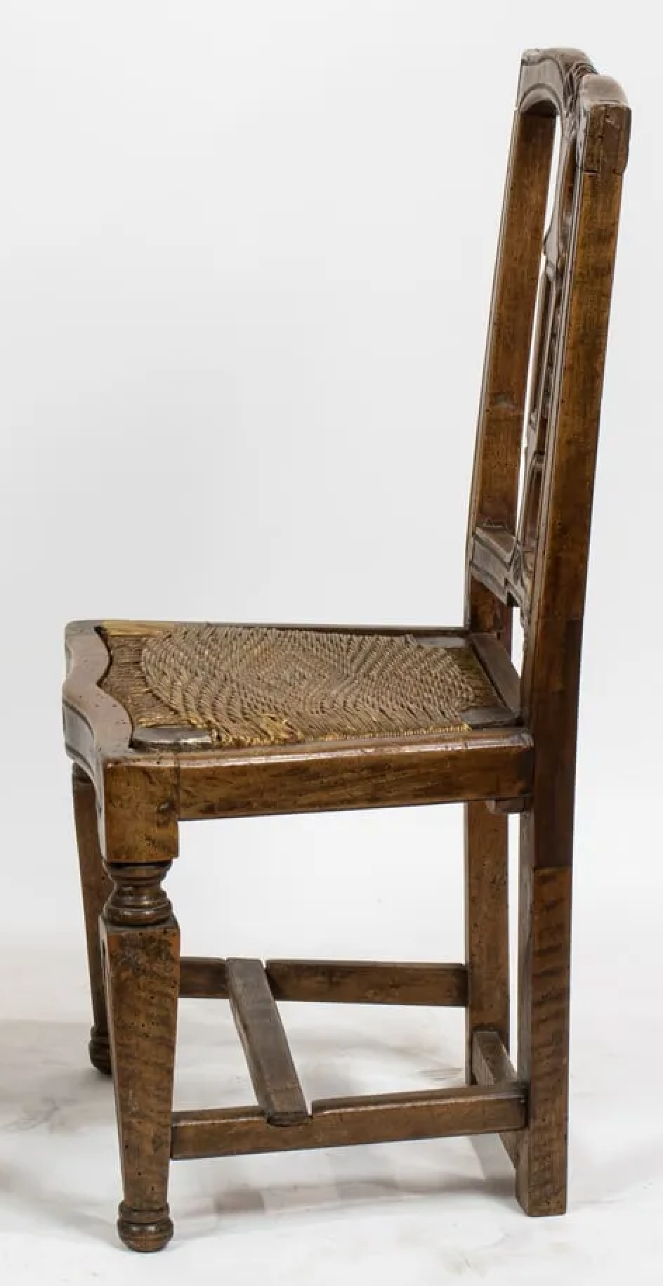 AF2-278: Antique Early 19th Century French Provincial Walnut Childs Chair With Rush Seat
