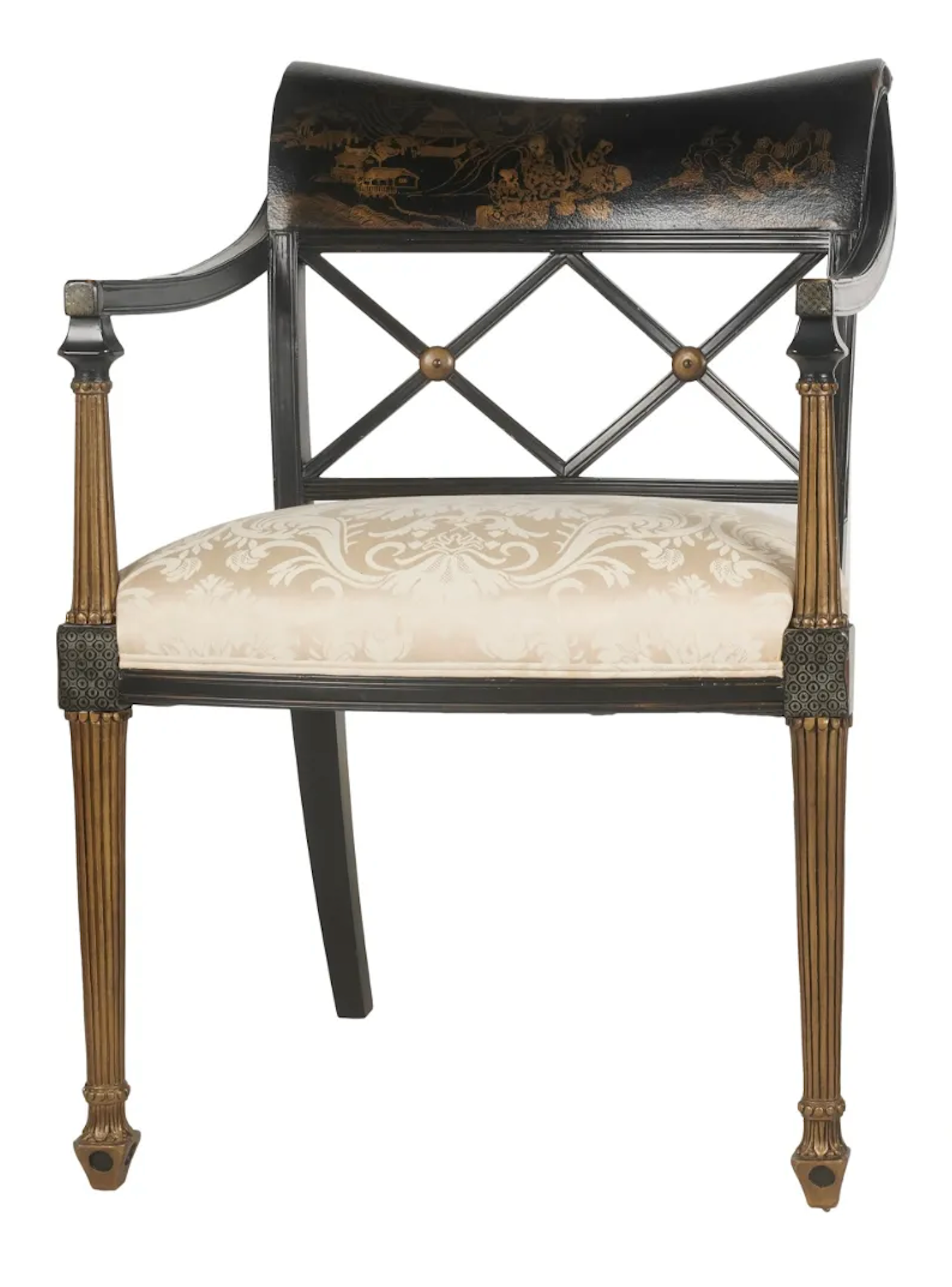 AF2-046:  Late 20th Century English Regency Style Chinoiserie Arm Chair