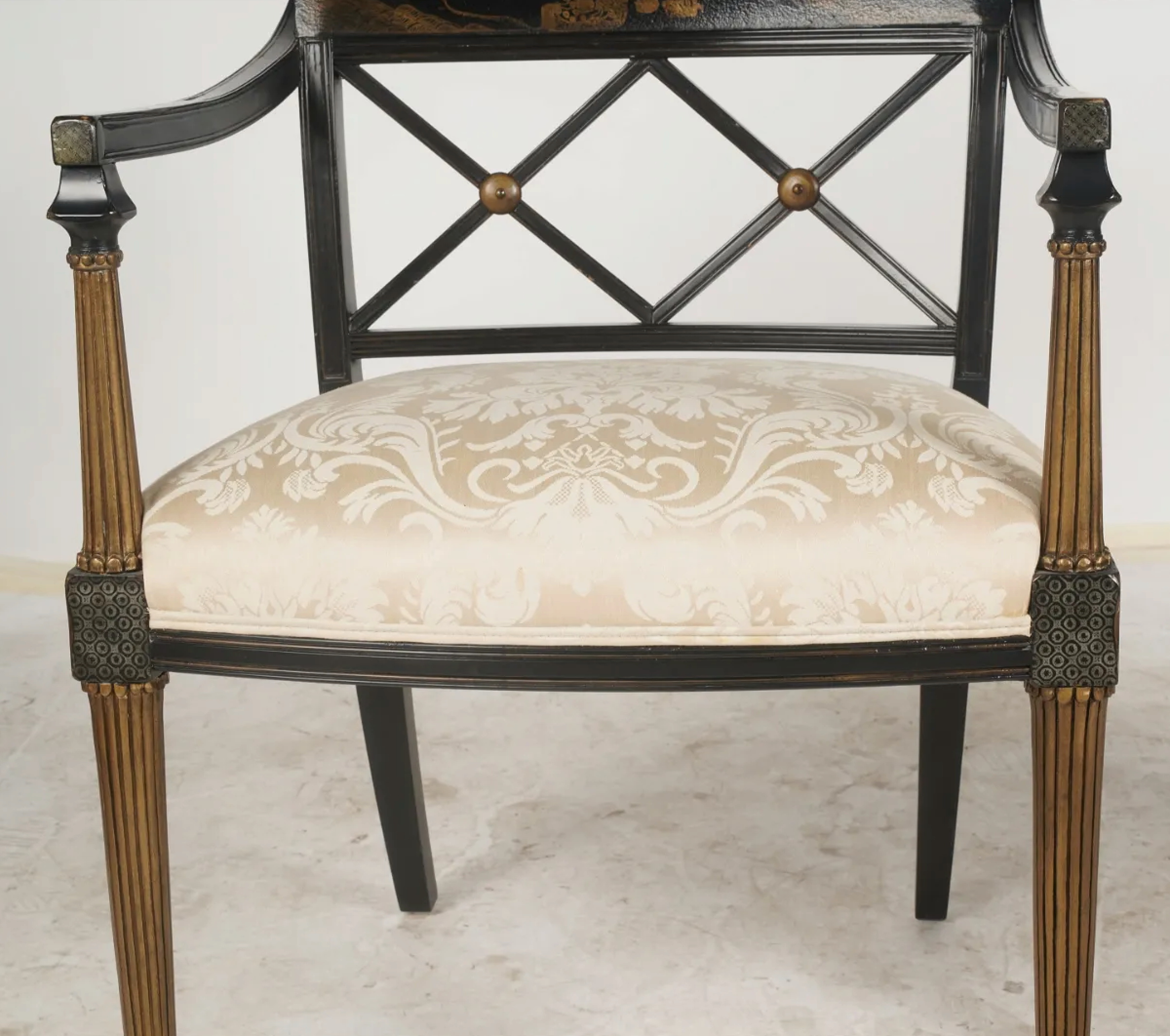 AF2-046:  Late 20th Century English Regency Style Chinoiserie Arm Chair