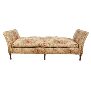 AF2-424: Vintage Late 20th Century English Regency Style Backless Sofa With Down Cushion & 8 Way Hand Tied Coil Springs