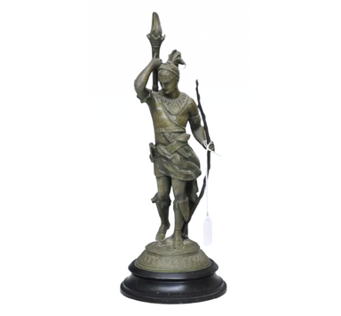 Antique Late 19th Century Cast Metal Indian Figural Lamp | Work of Man