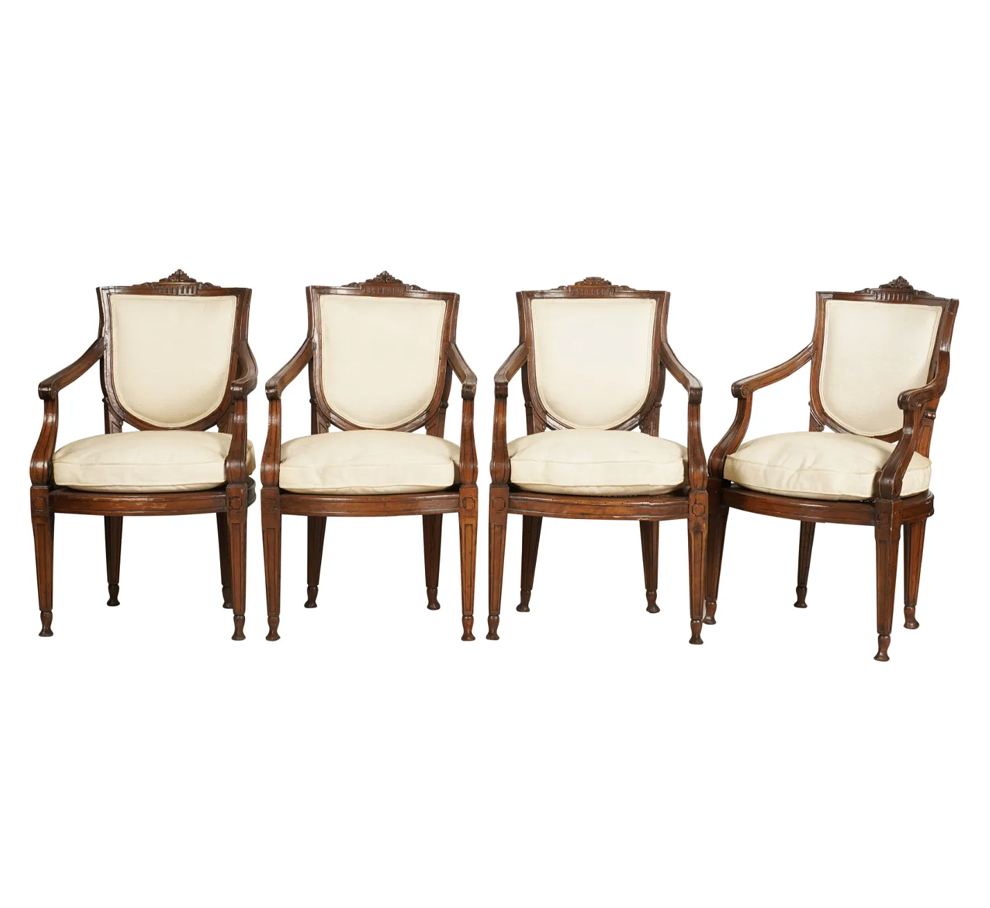 AF2-052: 18th Century French Louis XVI Caned Fruitwood Armchairs