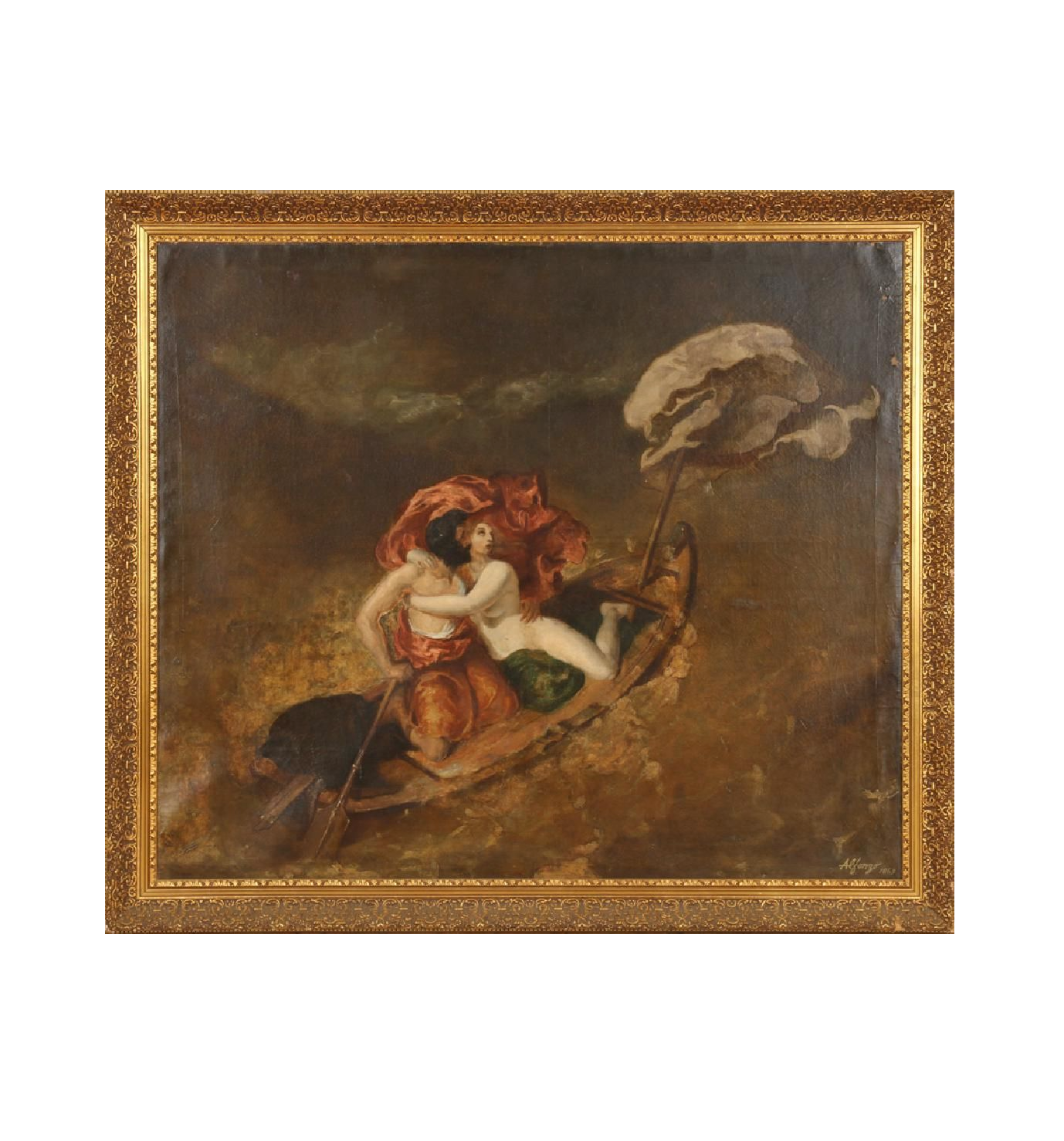 AW487: Mid 19th Century Recreation of William Etty's "The Storm" - Oil on Canvas